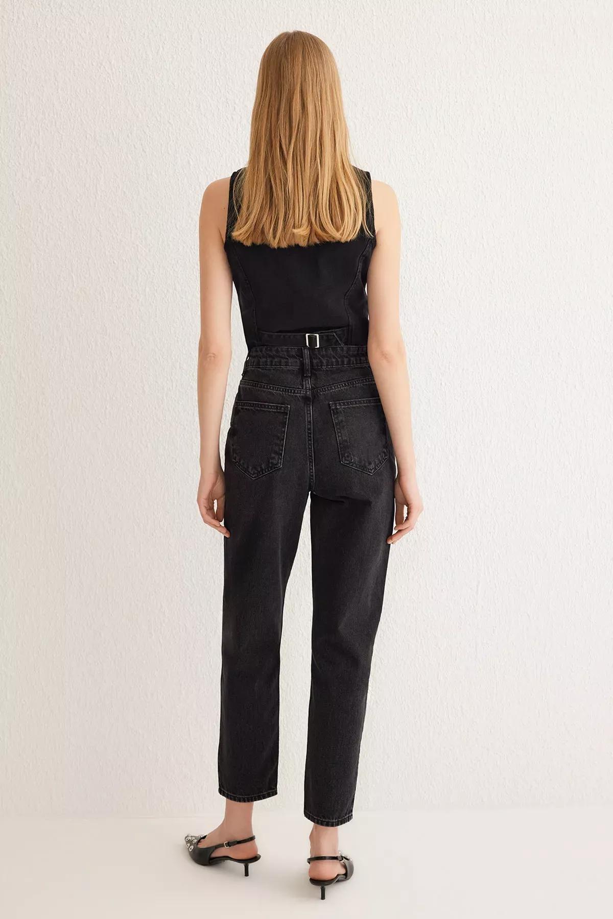 Black High-Waist Mom Jeans, , large image number 4