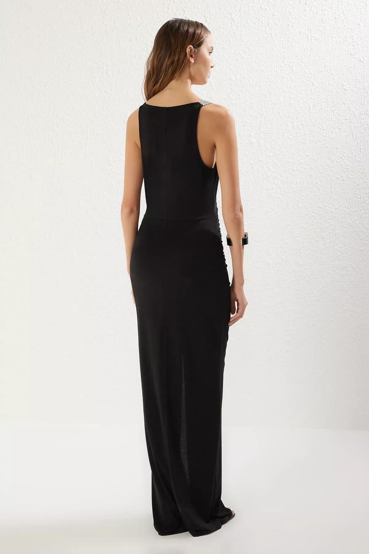 Black Knitted Occasionwear Dress, , large image number 4