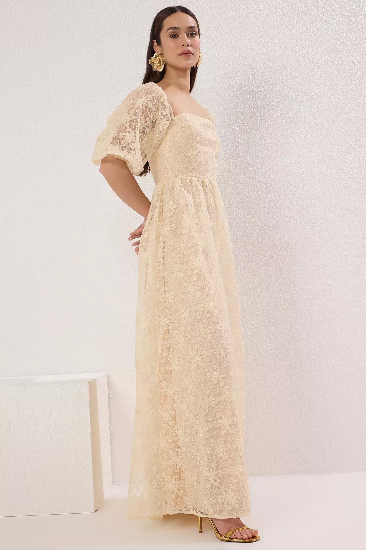 Cream A-Lined Dress, , large image number 0