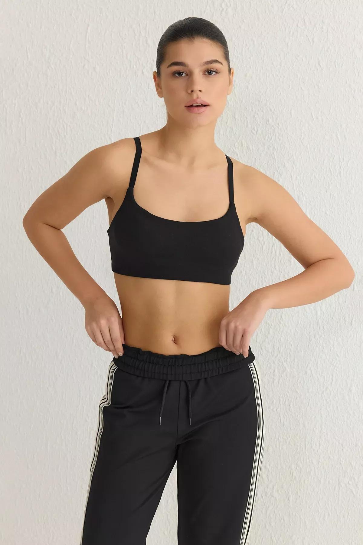 Black Brushed Reflective Shaping Sports Bra, BLACK, large image number 1