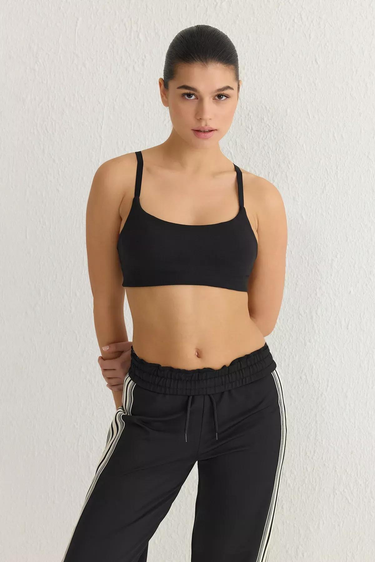 Black Brushed Reflective Shaping Sports Bra, BLACK, large image number 2
