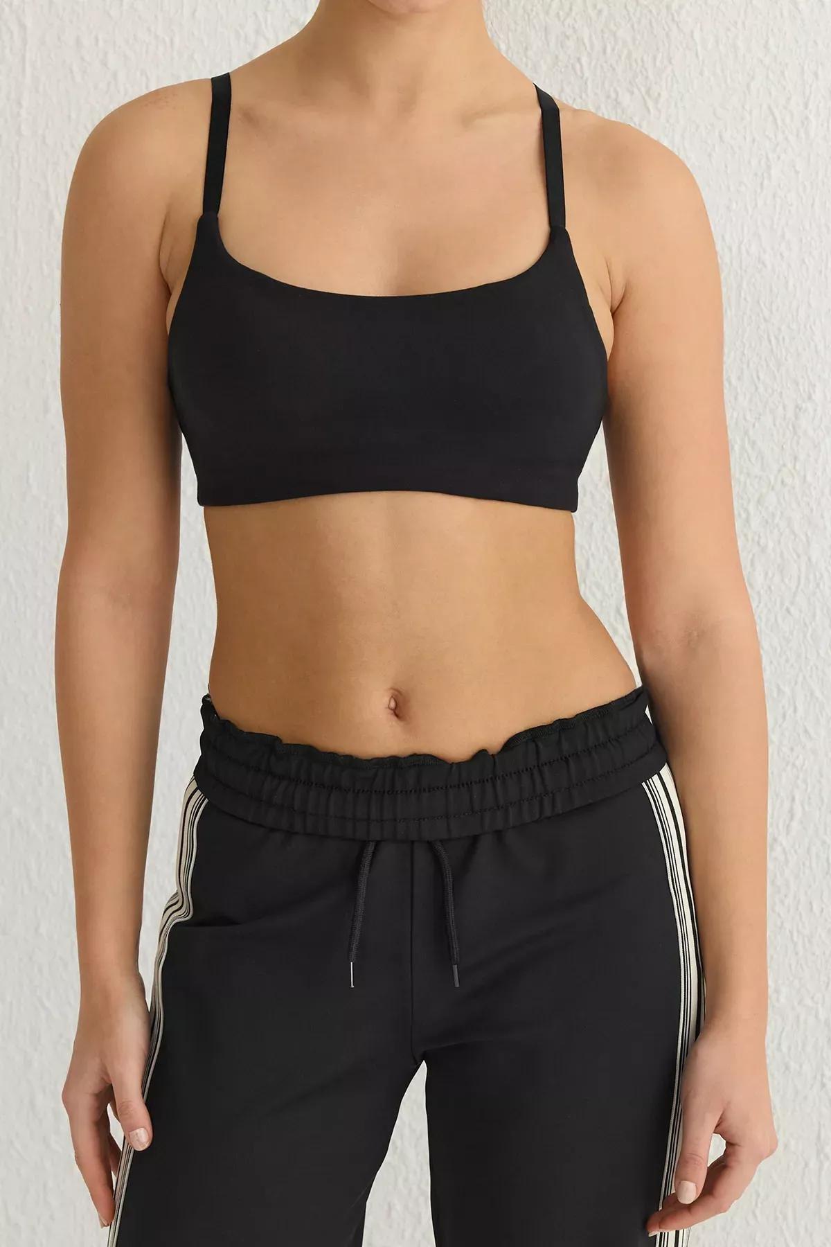 Black Brushed Reflective Shaping Sports Bra, BLACK, large image number 3