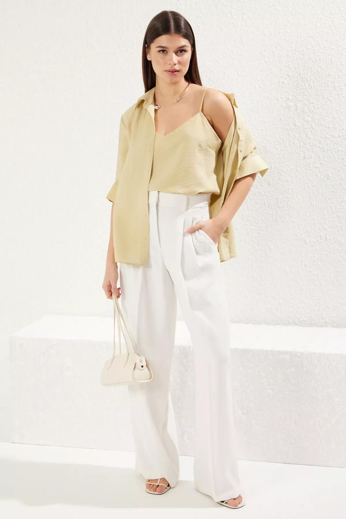 Beige Two Piece Oversize Shirt, Khaki, large image number 1