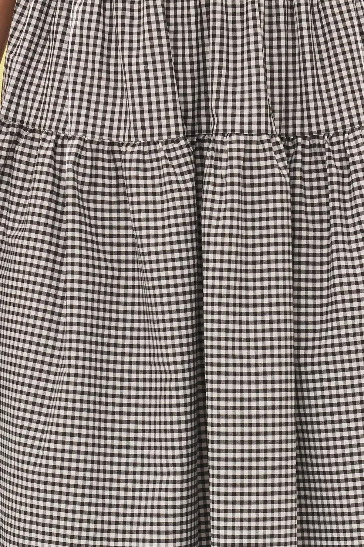 Black Gingham A-Line Midi Skirt, , large image number 2