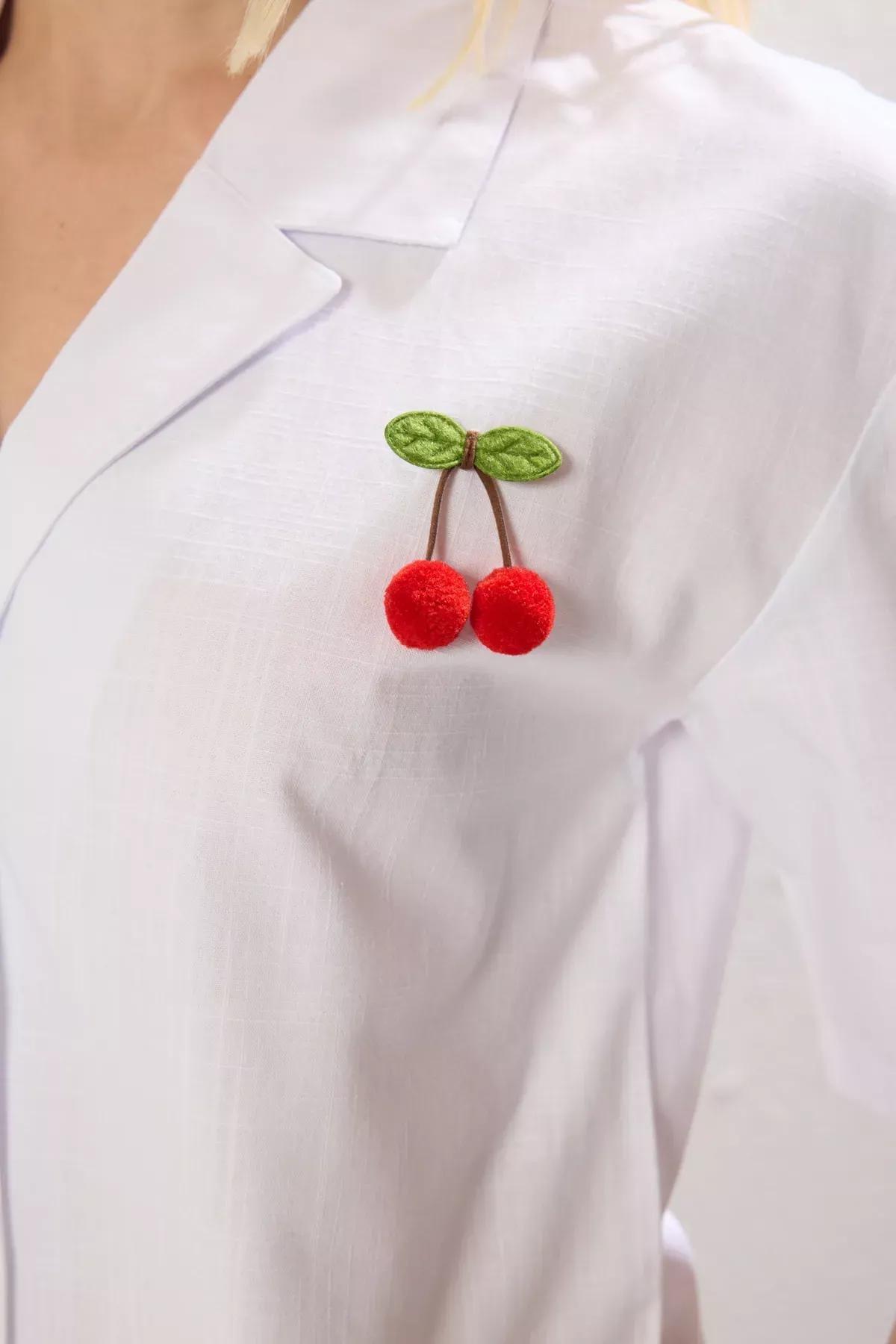 White Cherry Detail Woven Shirt, White, large image number 4