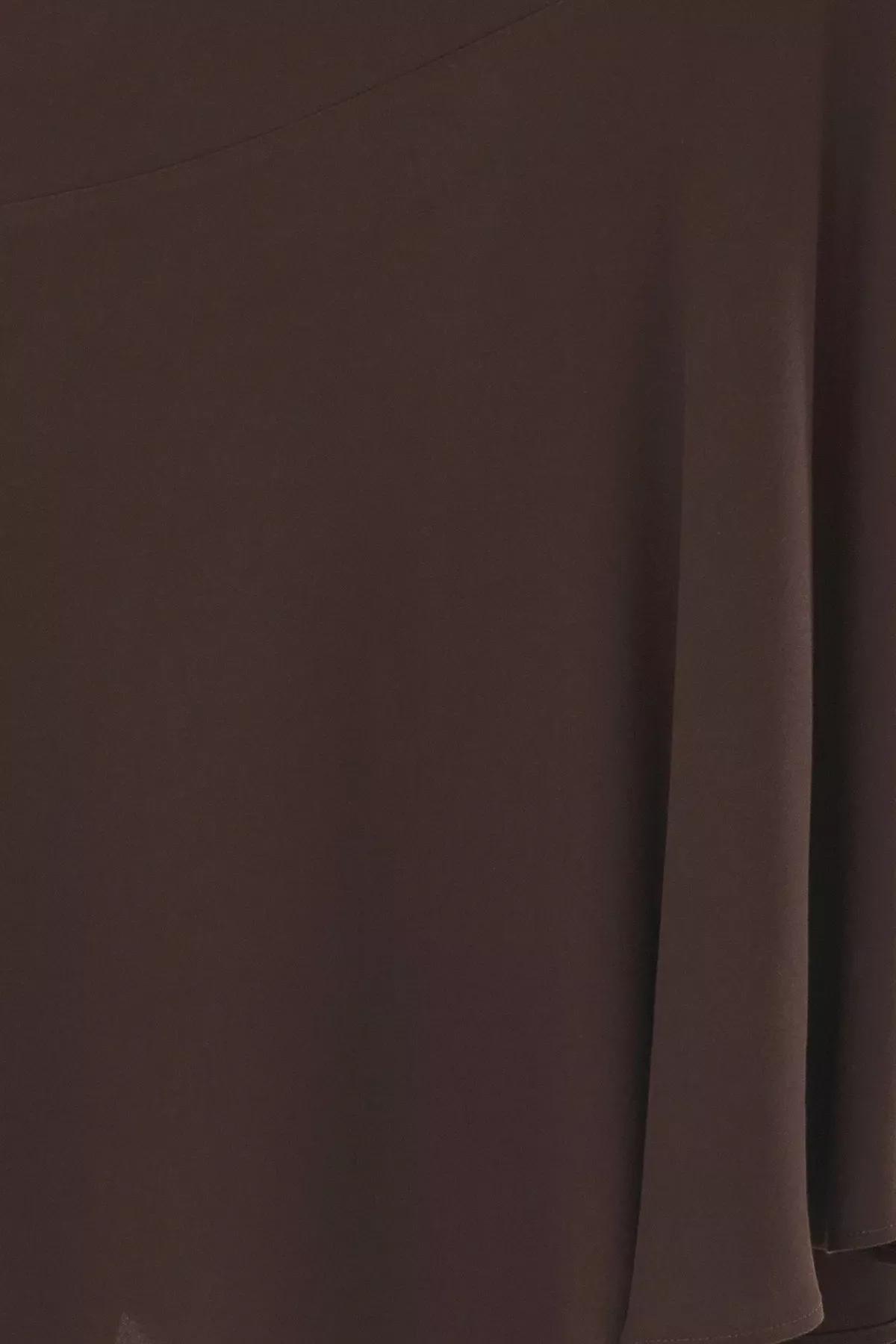 Brown Asymmetric Maxi Skirt, Dark brown, large image number 2