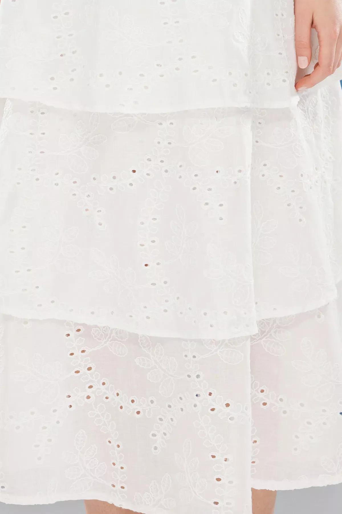Beige Embroidered Dress, Ecru, large image number 2