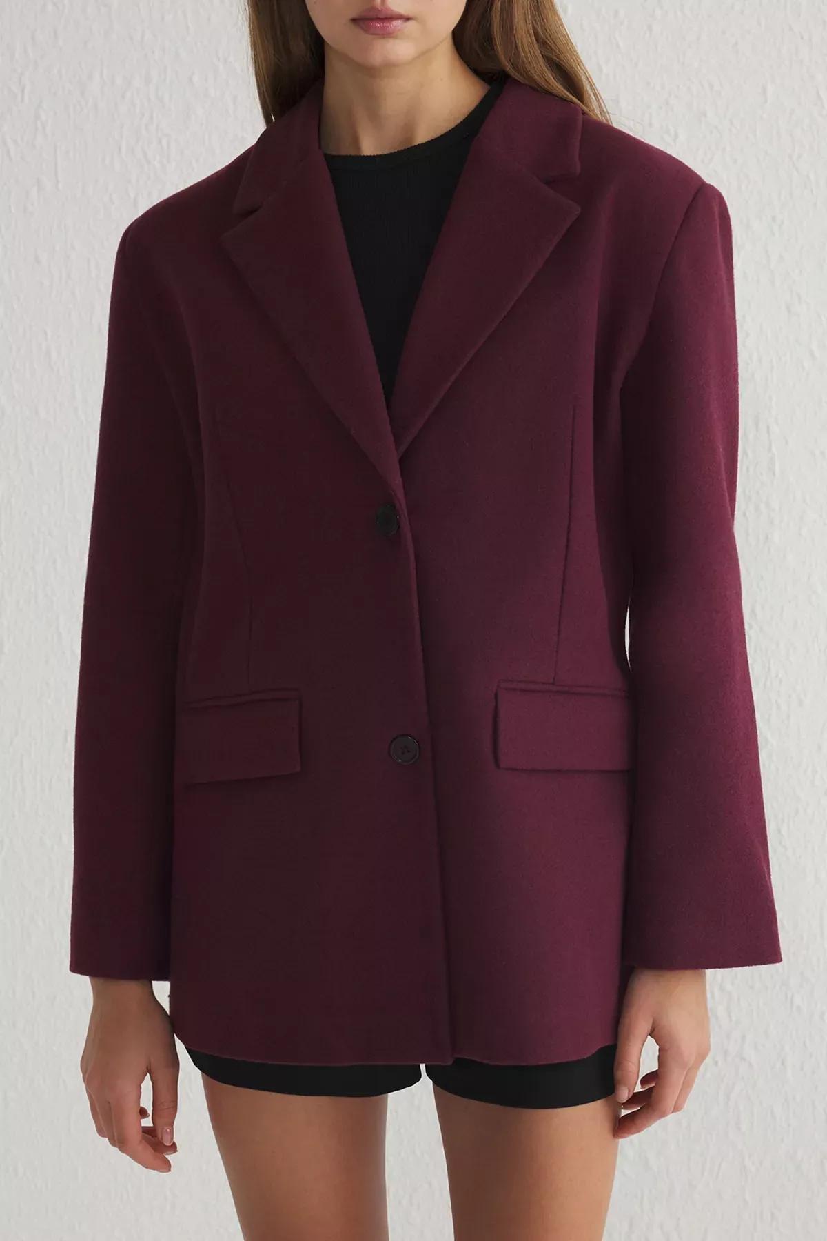 Red Soft Texture Short Coat, , large image number 2