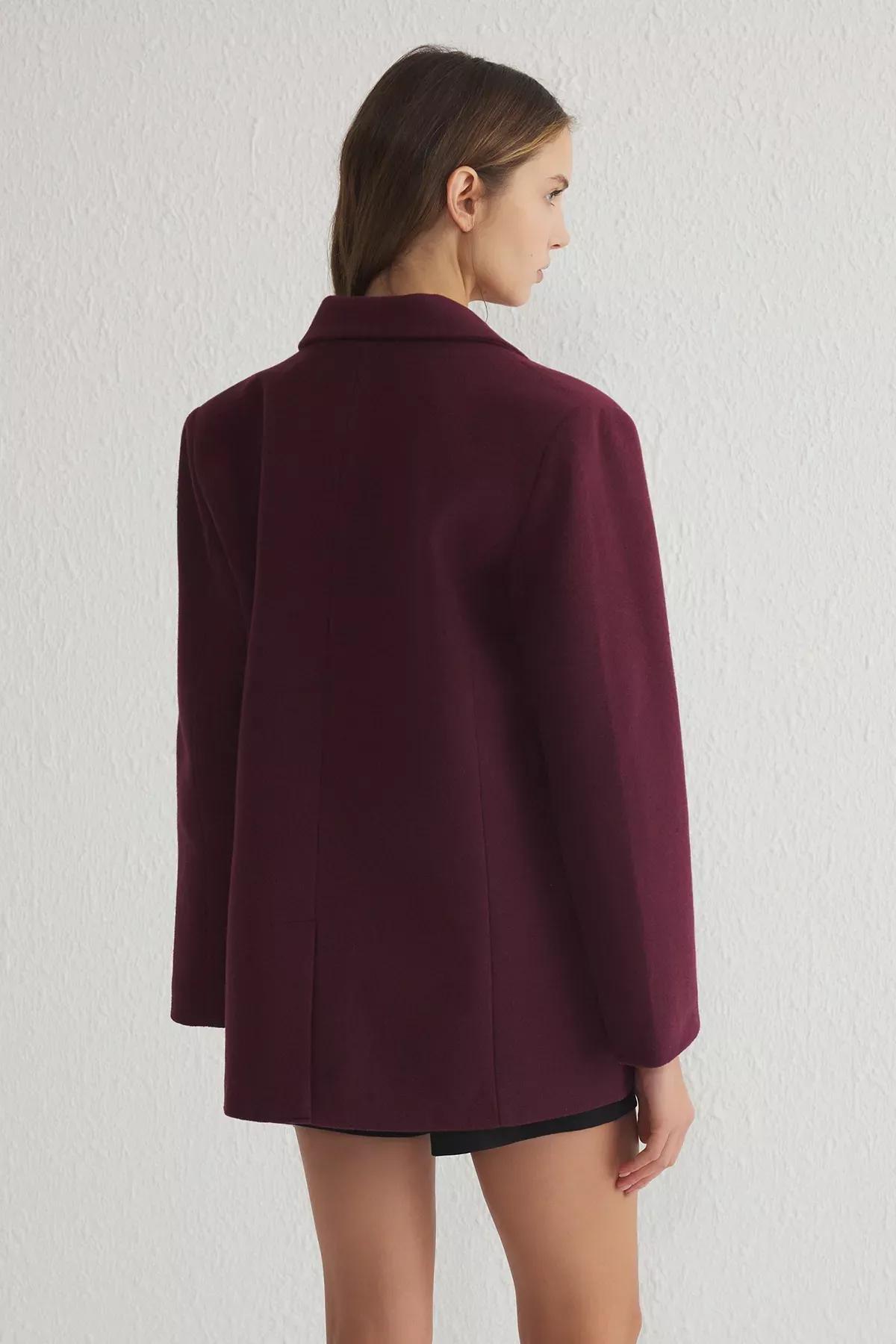 Red Soft Texture Short Coat, , large image number 4