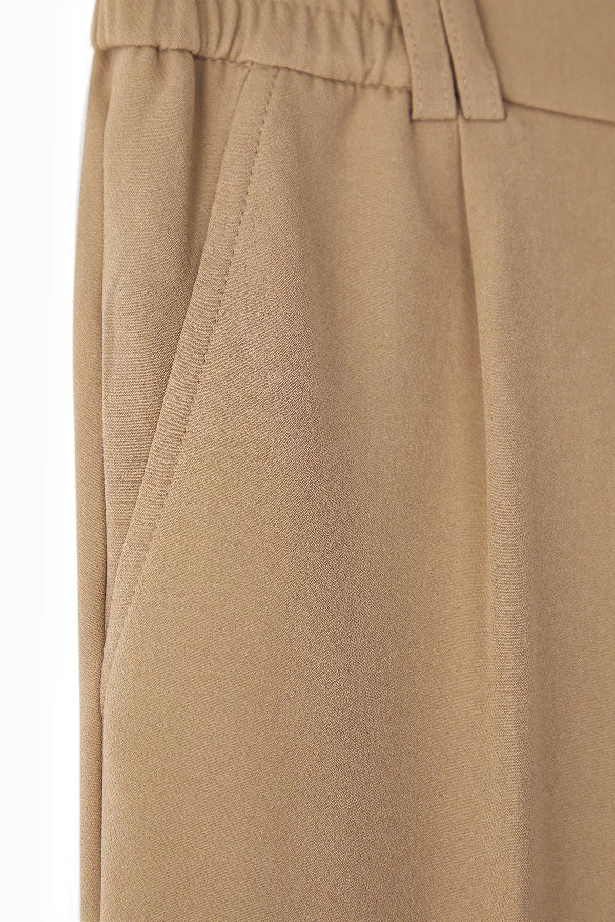 Beige Wideleg Relaxed Fit Trousers, Beige, large image number 6