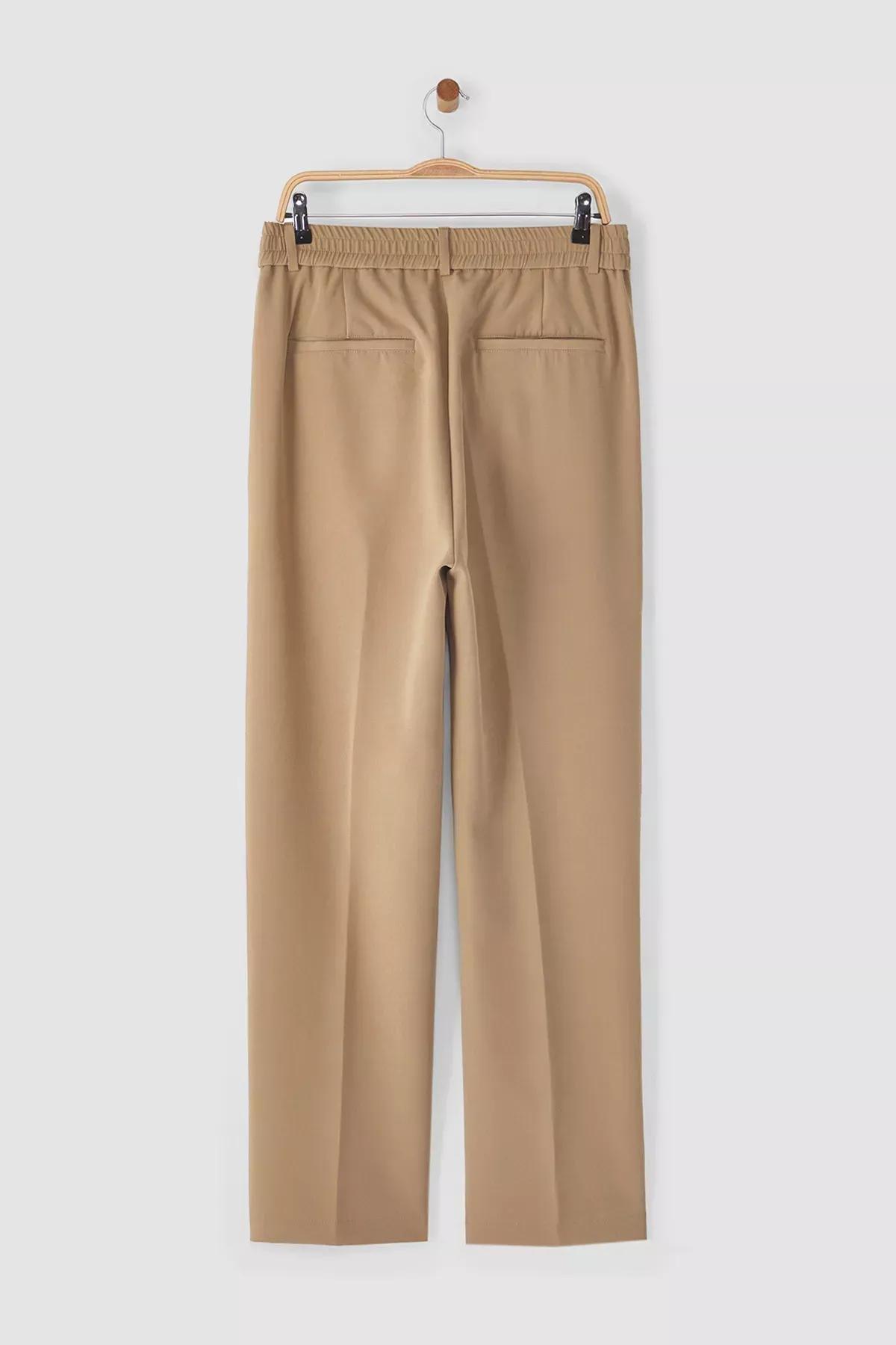 Beige Wideleg Relaxed Fit Trousers, Beige, large image number 7