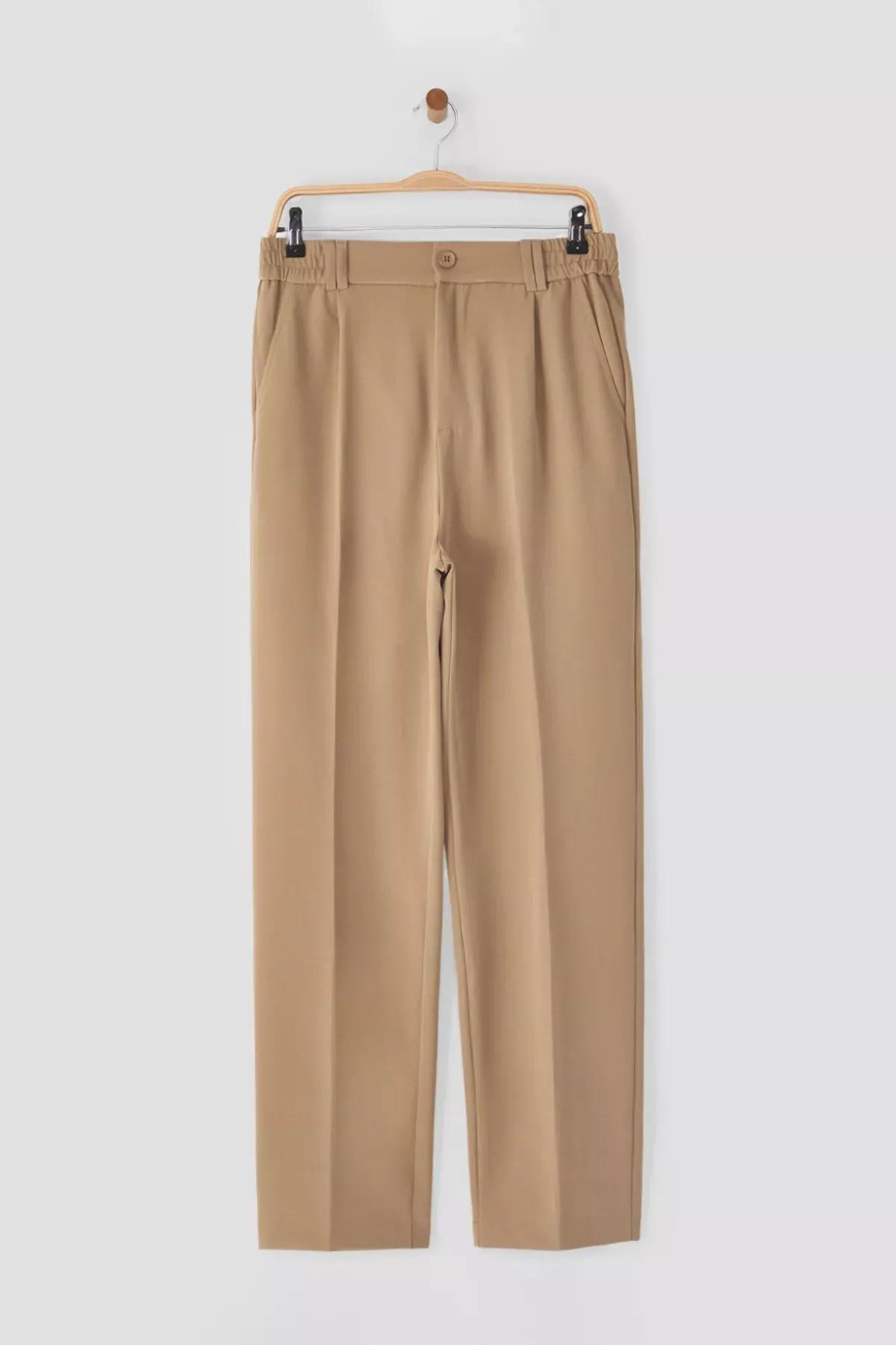 Beige Wideleg Relaxed Fit Trousers, Beige, large image number 8
