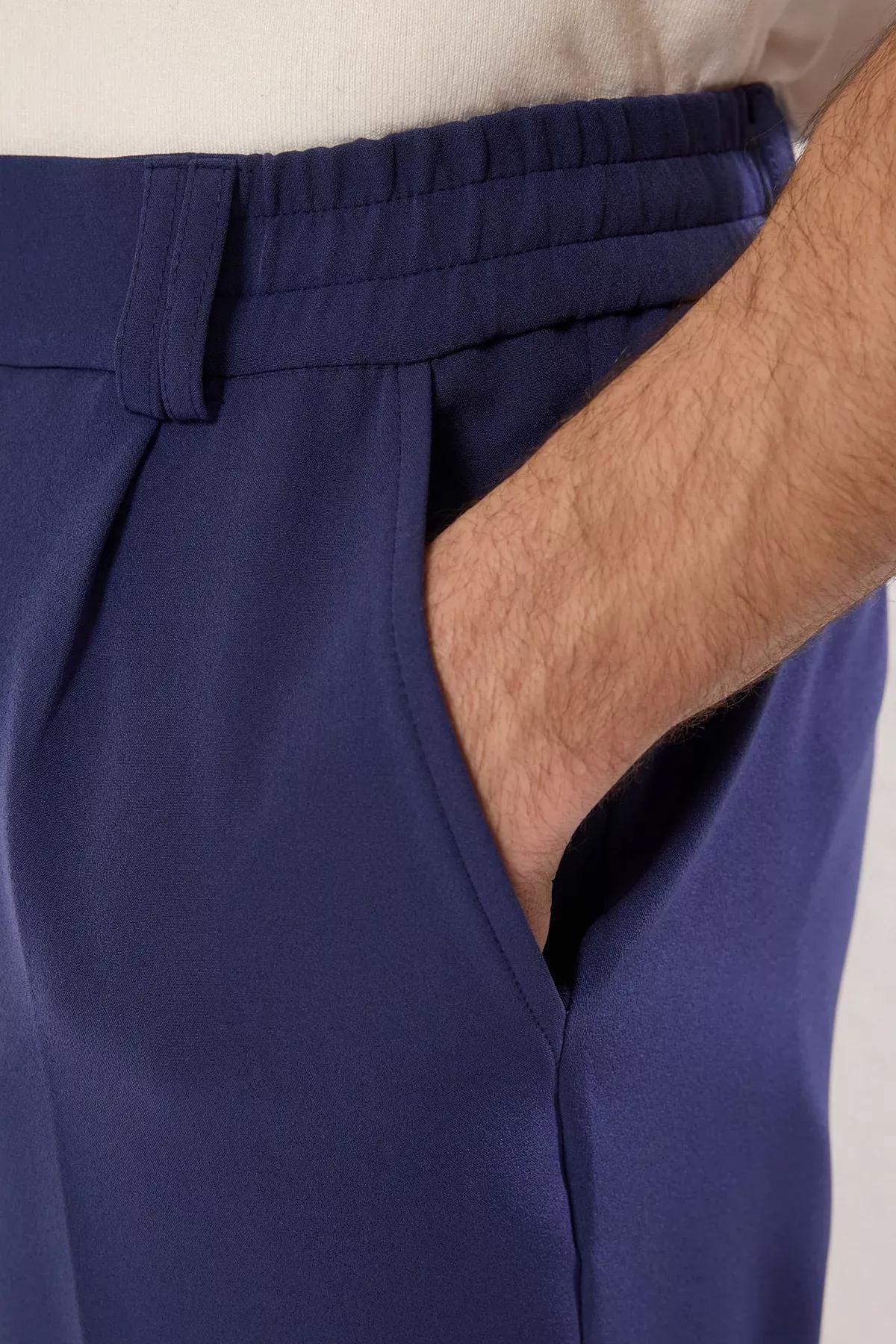 Blue Wideleg Relaxed Fit Trousers, , large image number 3