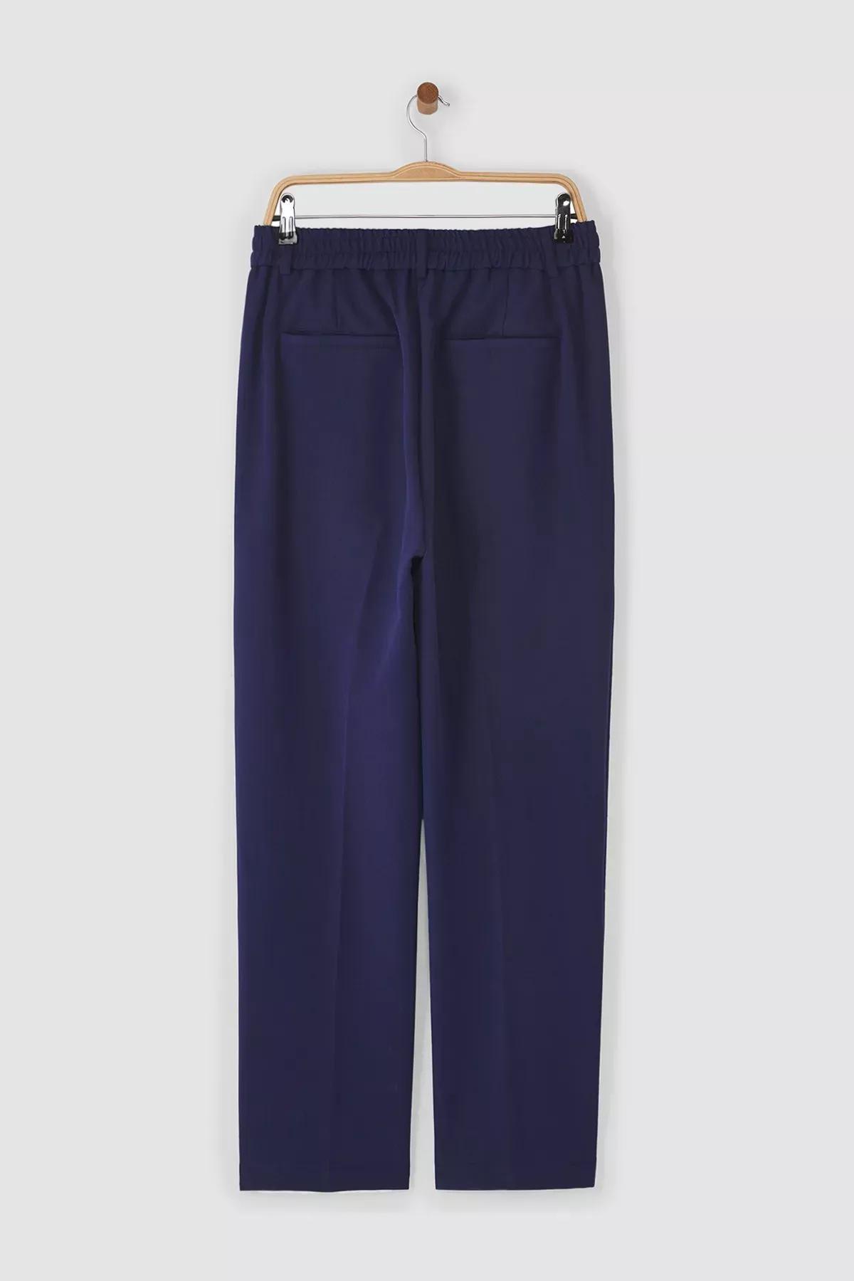 Blue Wideleg Relaxed Fit Trousers, , large image number 6