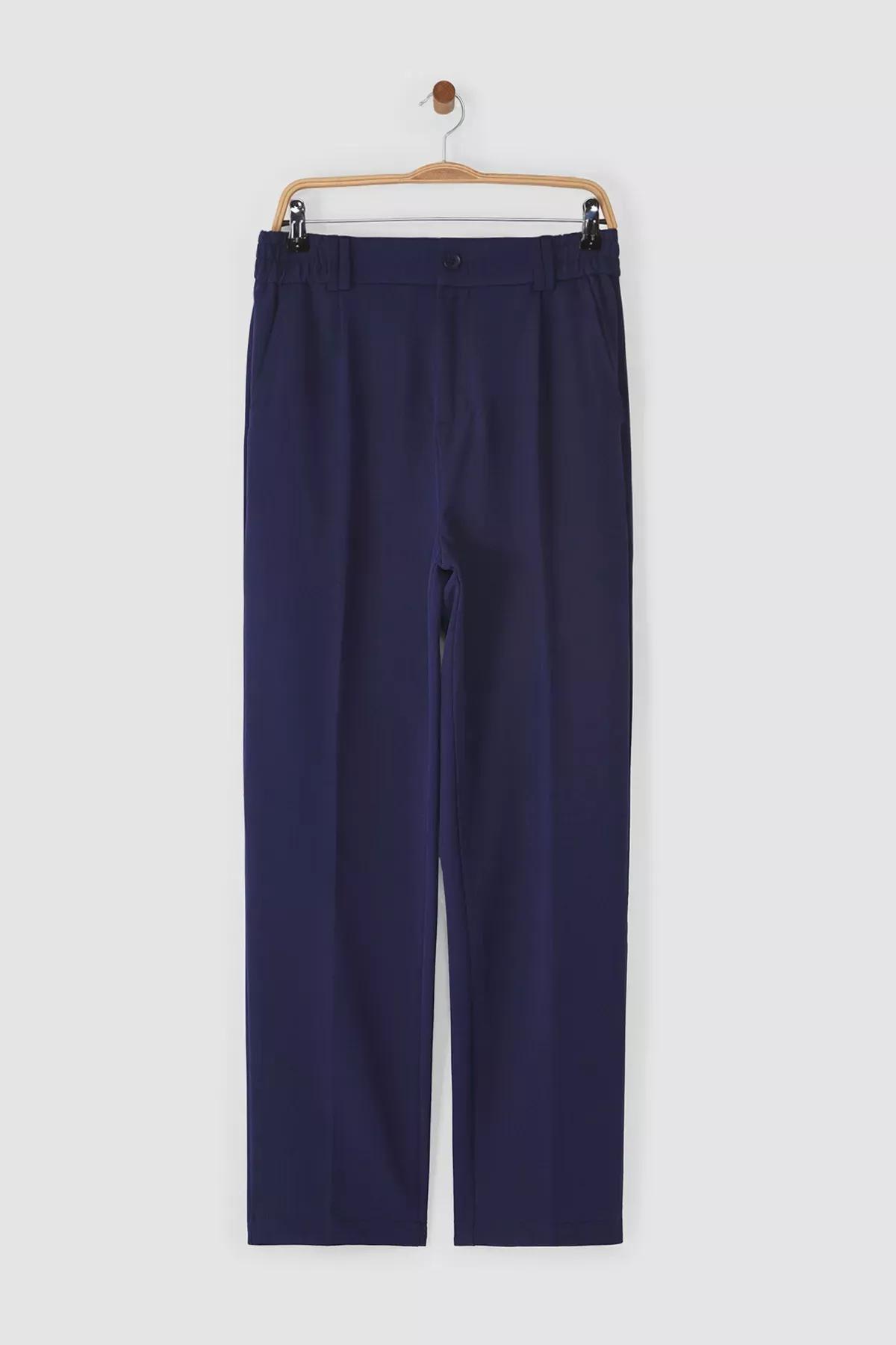 Blue Wideleg Relaxed Fit Trousers, , large image number 7