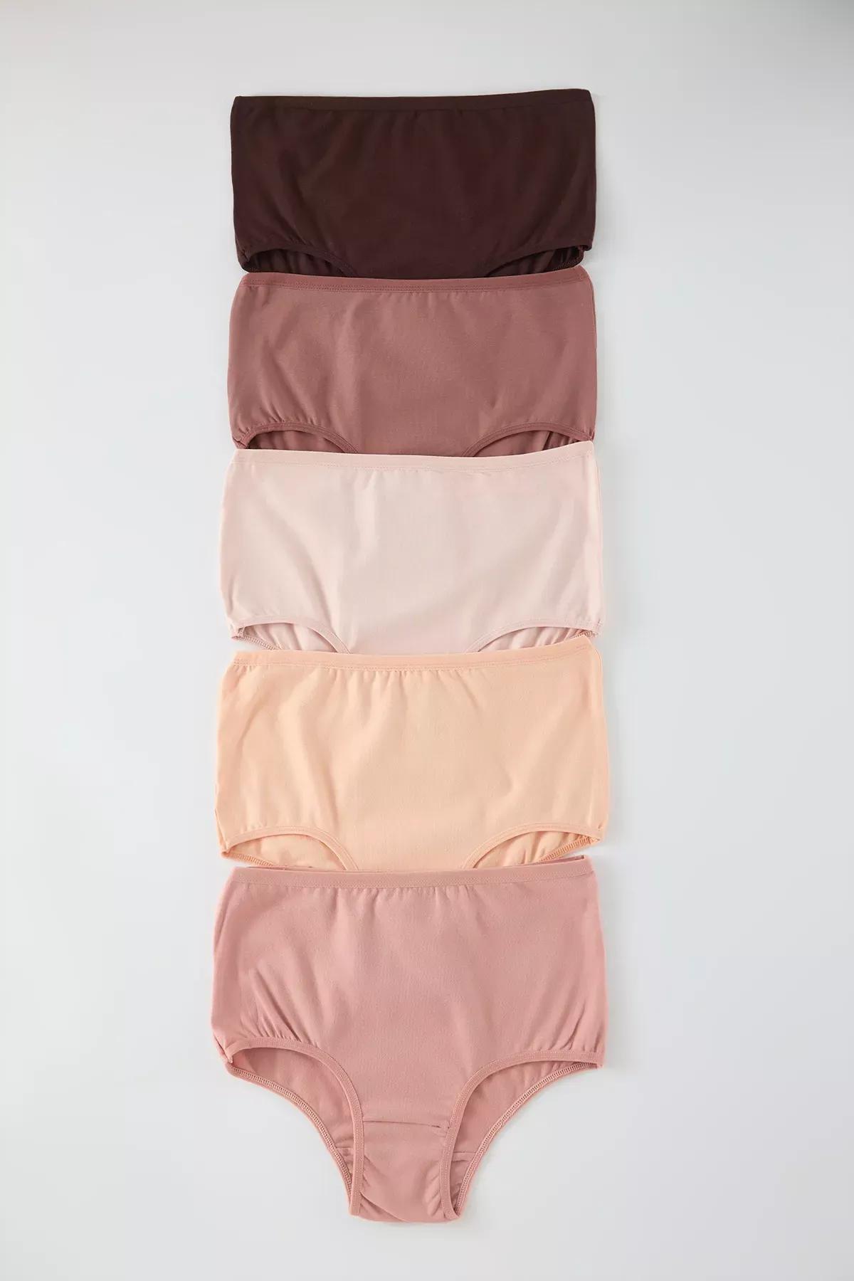 Brown-Multicolour High-Waist Panties, set of 5, C101_5650, medium