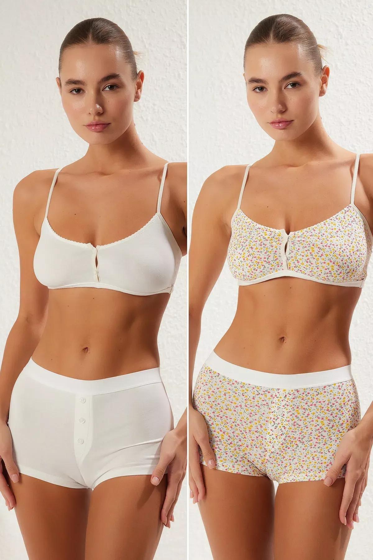 White Floral Boxer Briefs, set of 3, , large image number 0