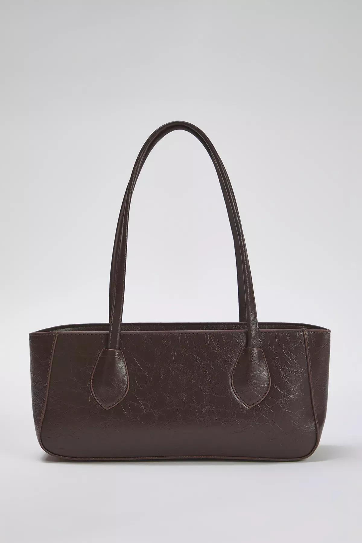 Brown Textured Shoulder Bag, Dark brown, large image number 5