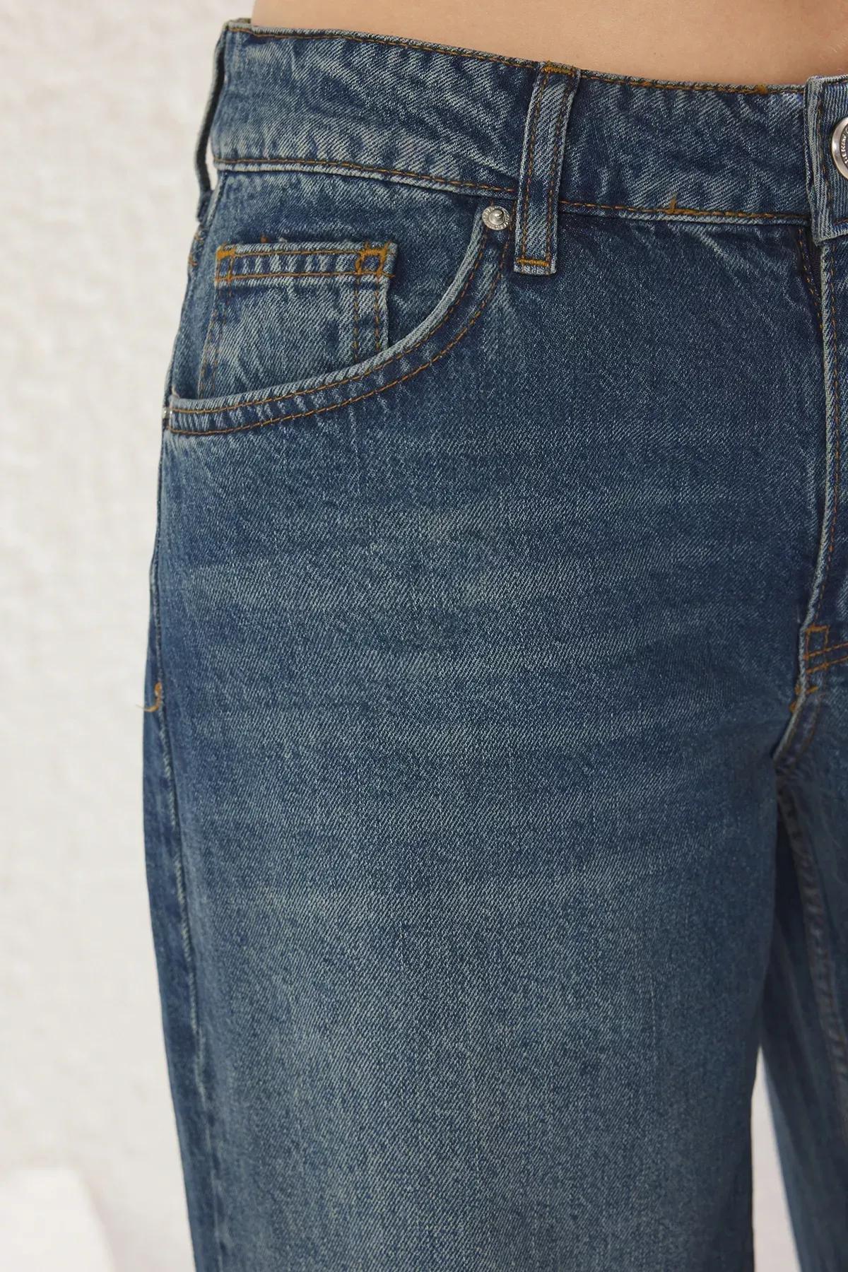 Blue Low Waist Wide Jeans, , large image number 3