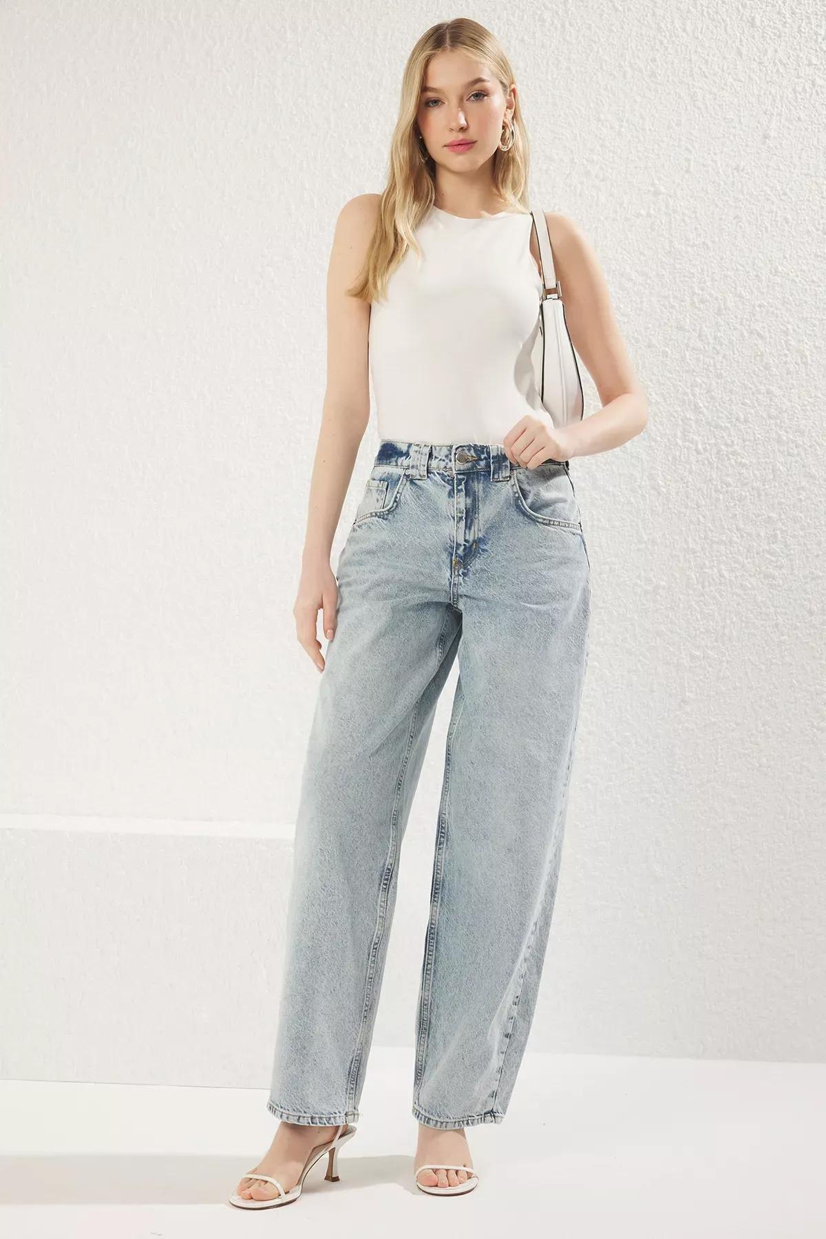 Blue Regular Waist Skater Jeans, , large image number 1