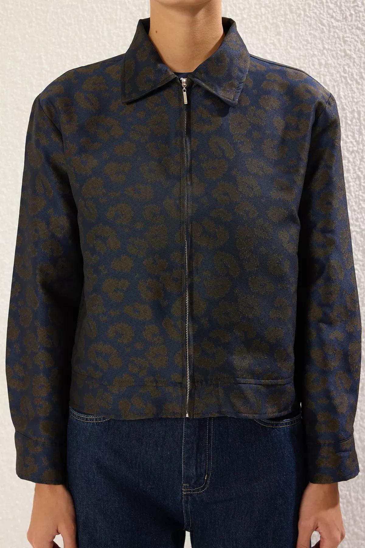 Multicolour Jacquard Collar Thin Jacket, , large image number 2