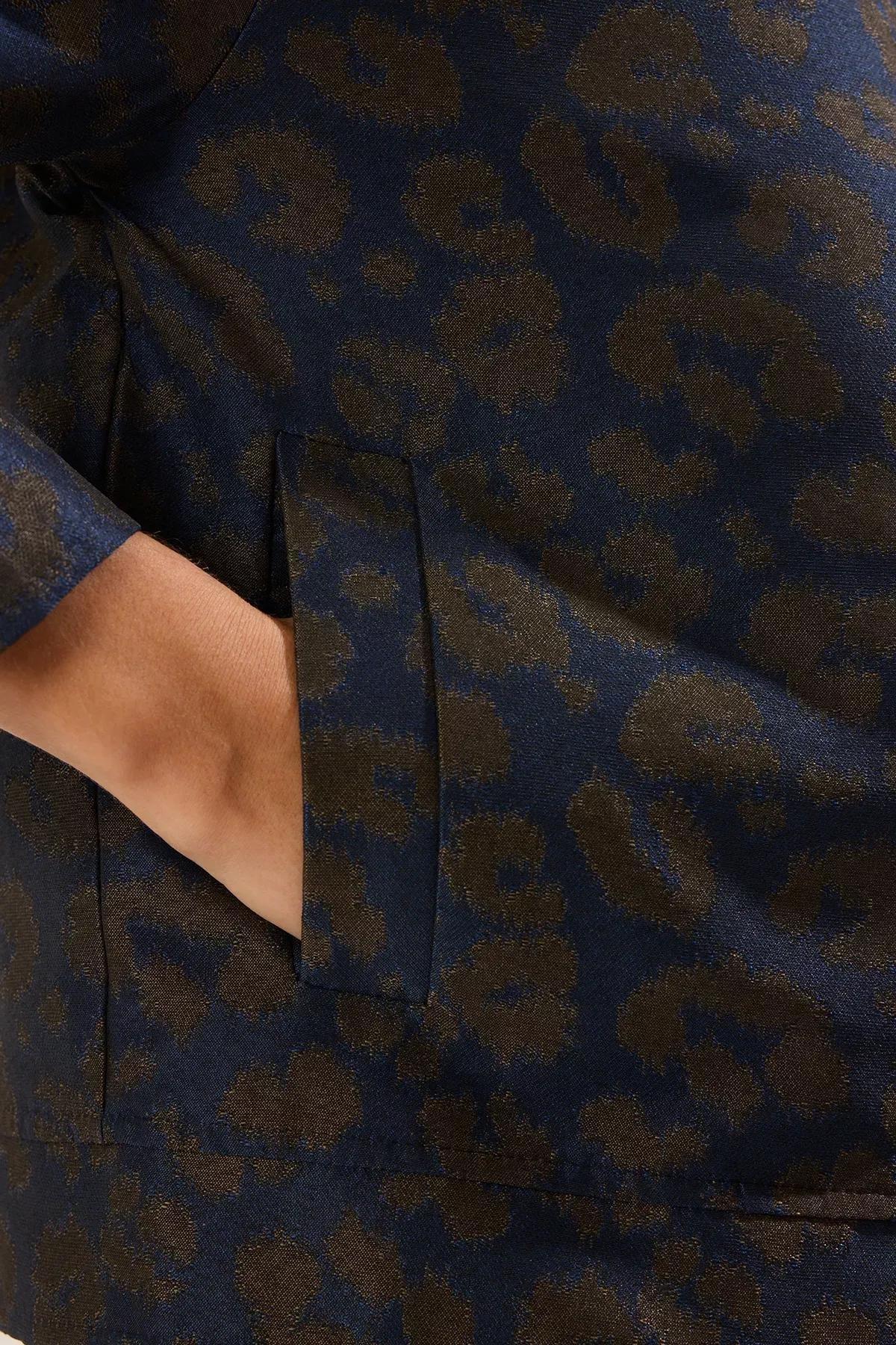 Multicolour Jacquard Collar Thin Jacket, , large image number 3