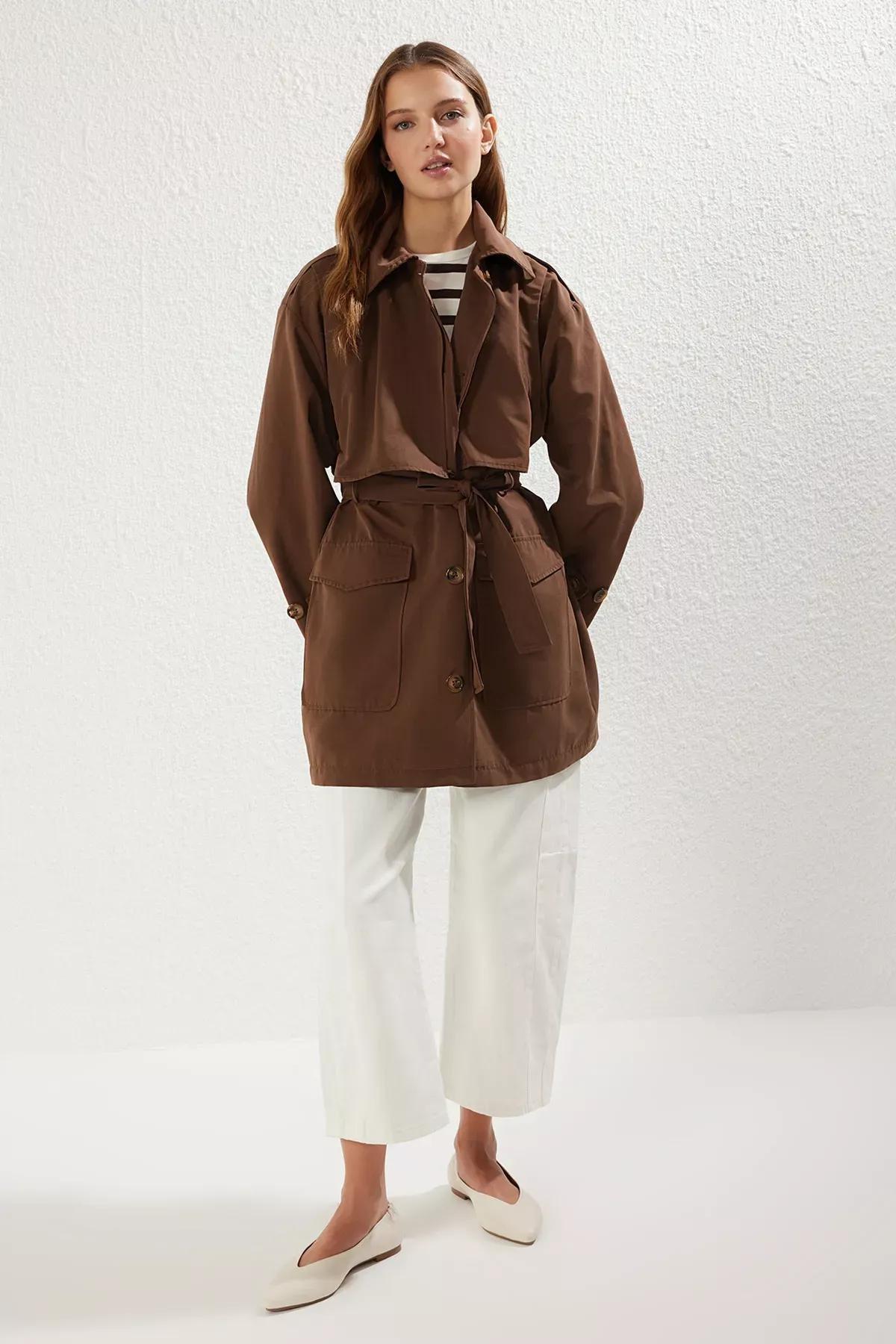 Brown Trench Coat, Dark brown, large image number 1