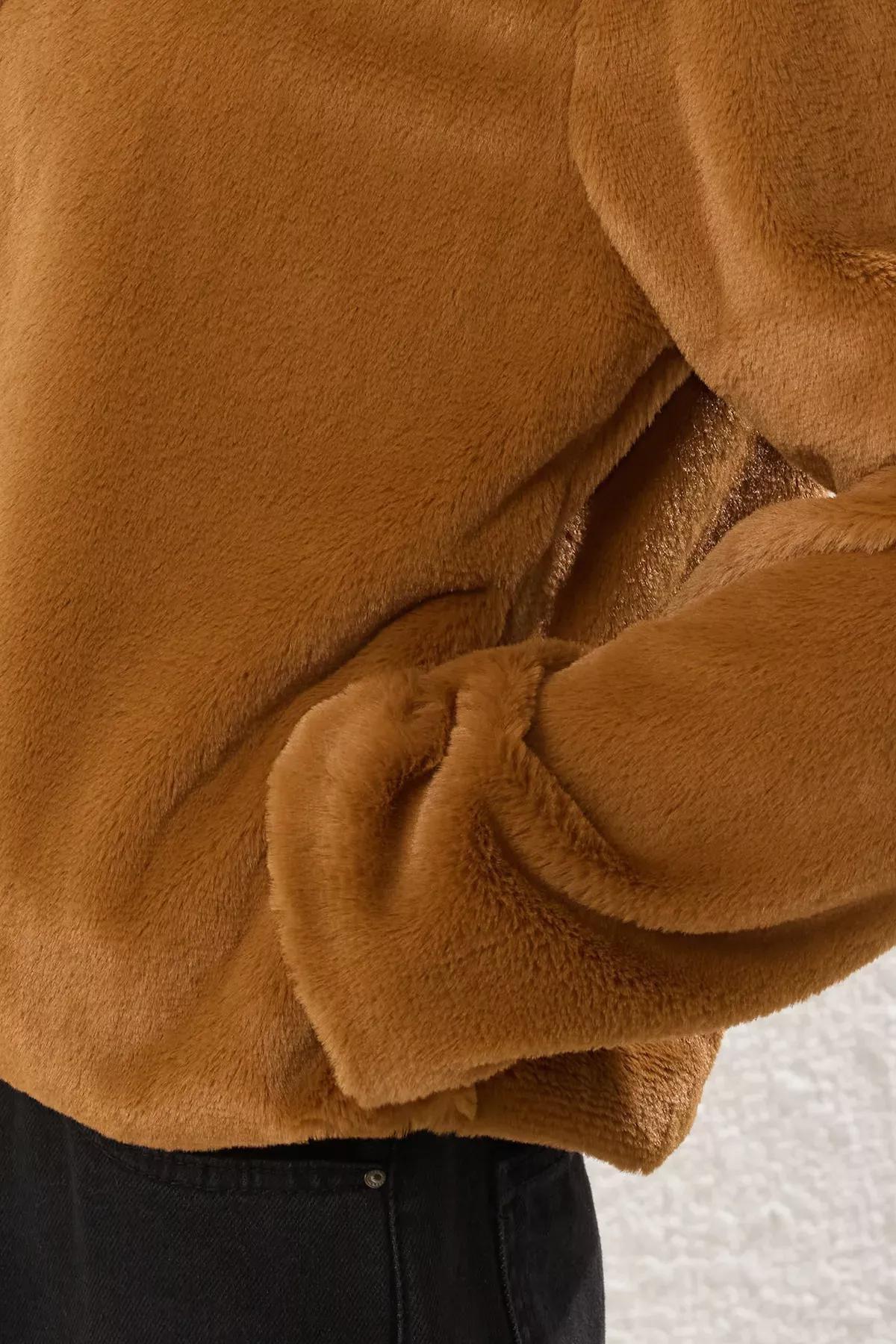 Camel Regular Fur Jacket Coat, CAMEL, medium