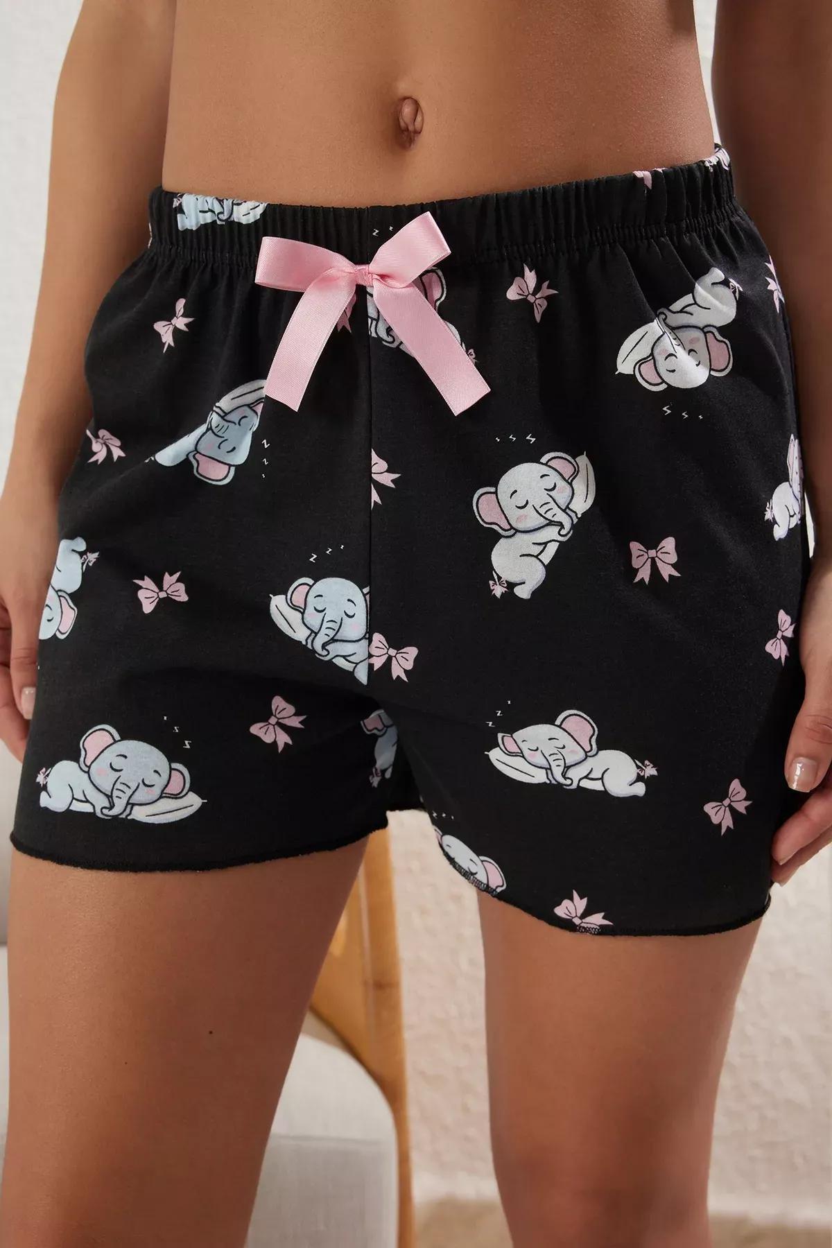 Black Elephant Ribbon Pajama Set, , large image number 3