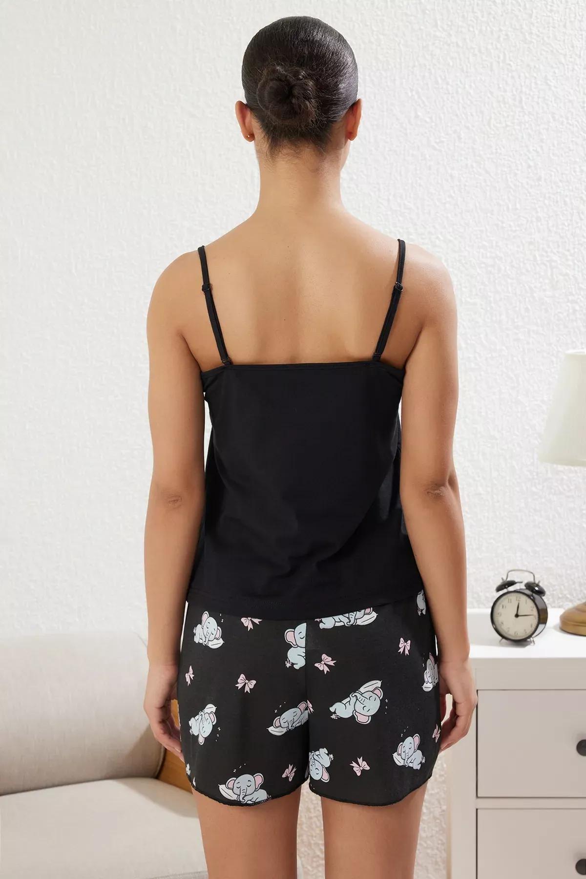 Black Elephant Ribbon Pajama Set, , large image number 4