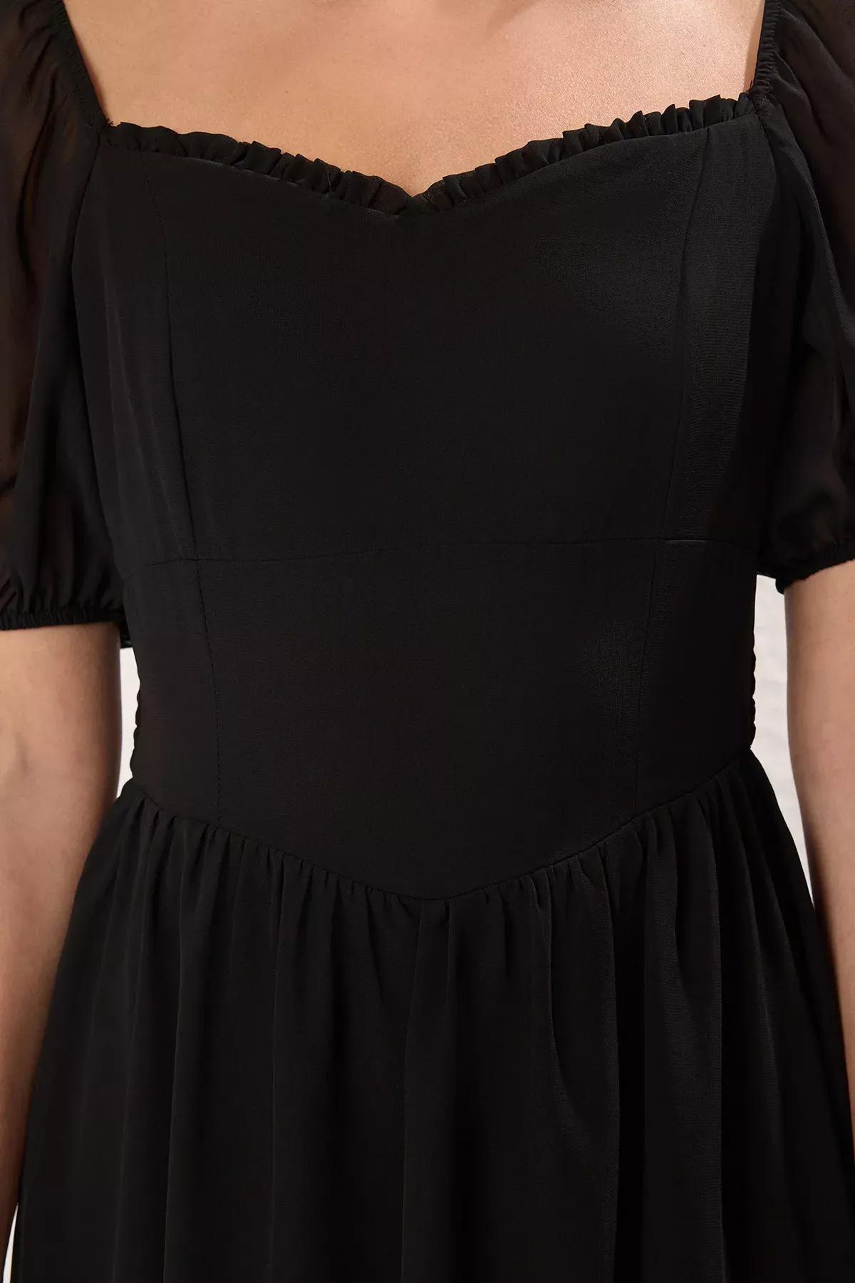 Black Balloon Sleeve Mini Dress, , large image number 2