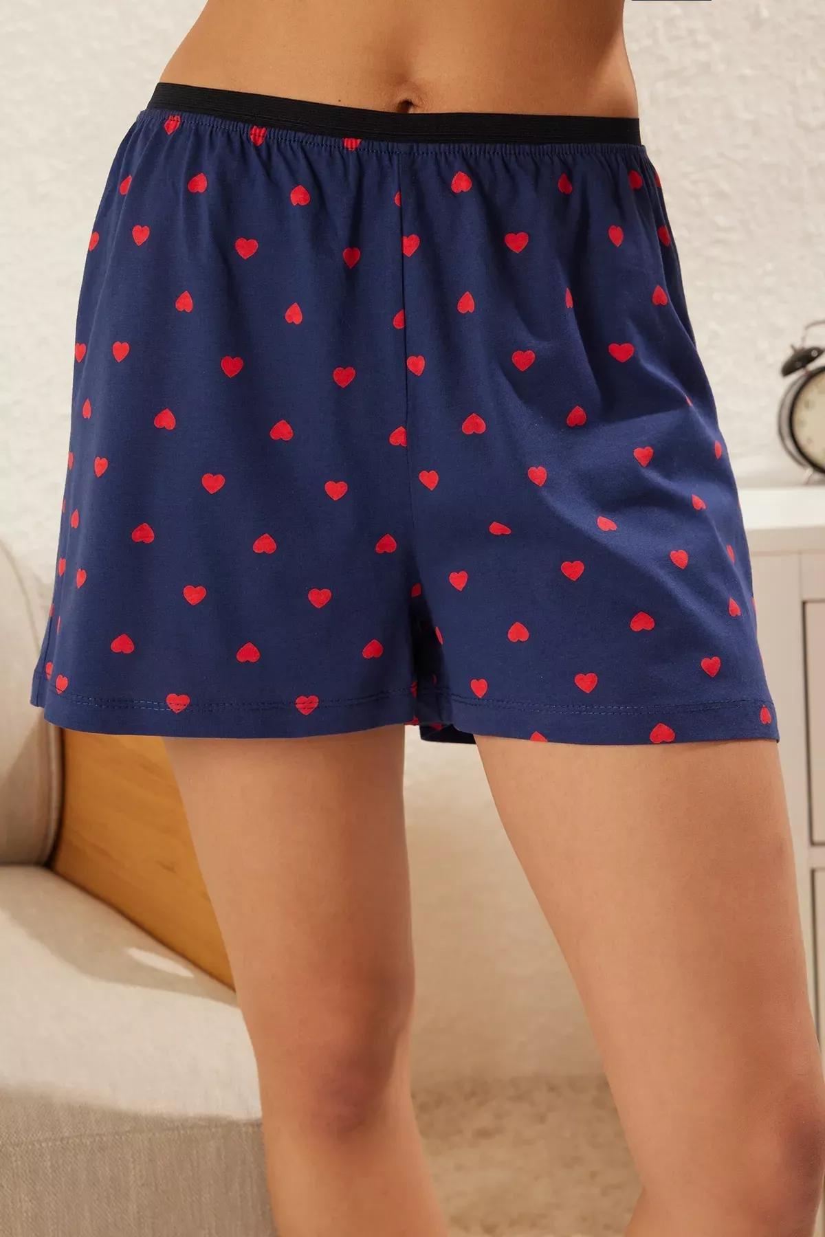Navy Elastic Waist Detailed Knitted Pyjamas Set, , large image number 3