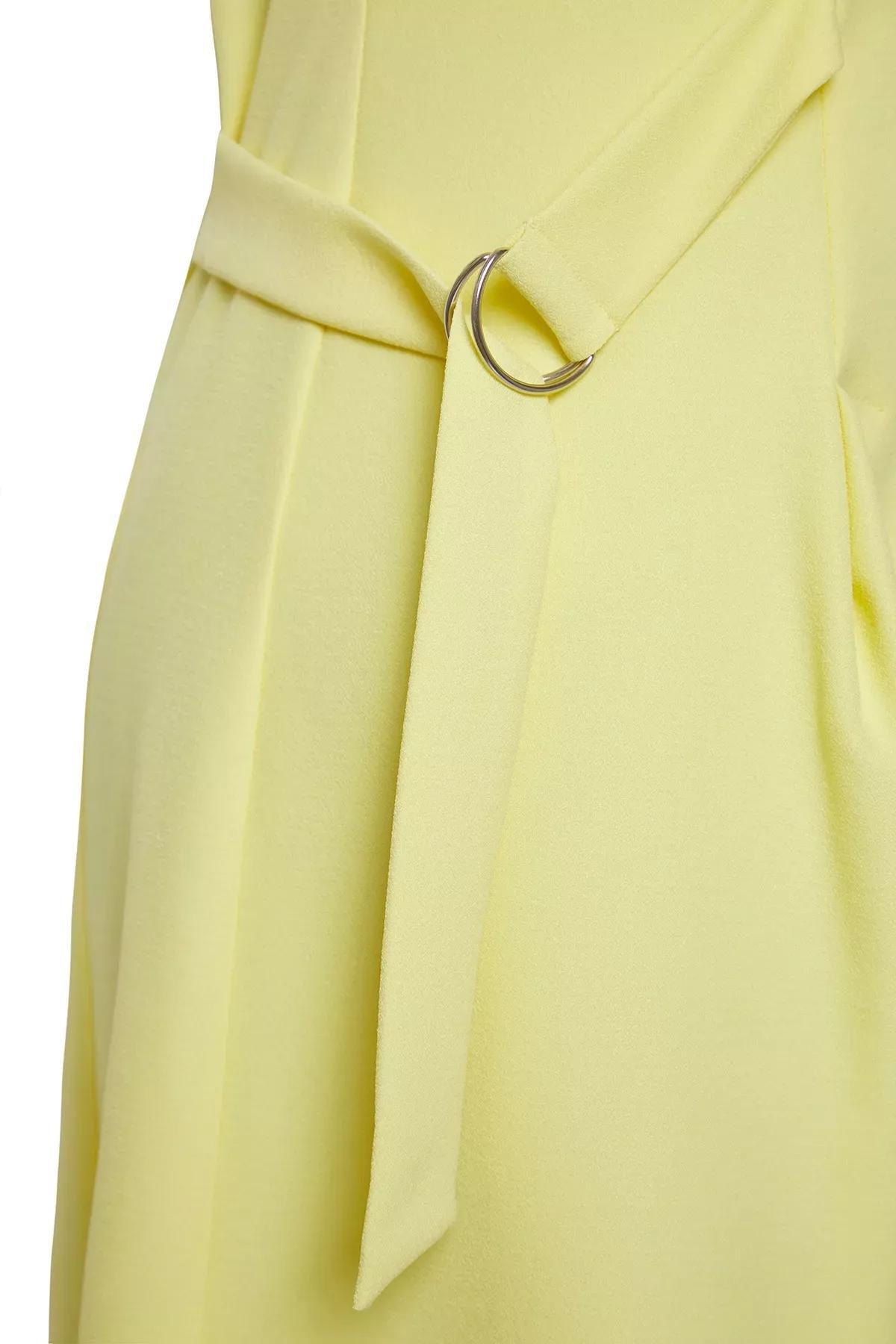 Yellow Waist Midi Dress, LIGHT YELLOW, large image number 5