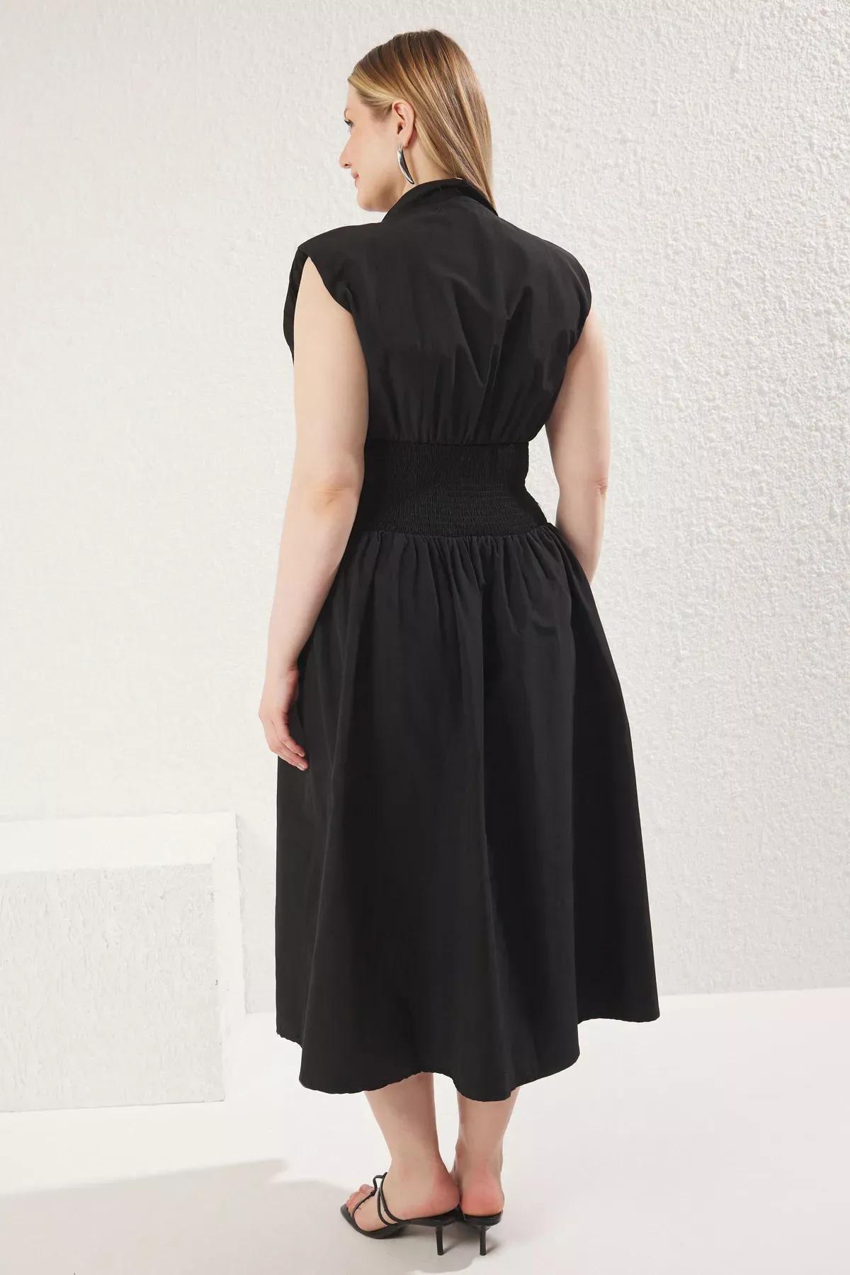 Black Sleeveless Zippered Plus-Size Dress, BLACK, large image number 4