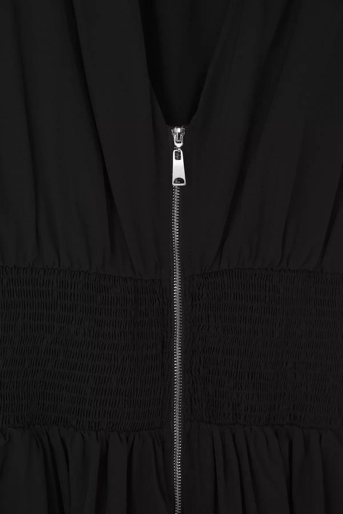 Black Sleeveless Zippered Plus-Size Dress, BLACK, large image number 5