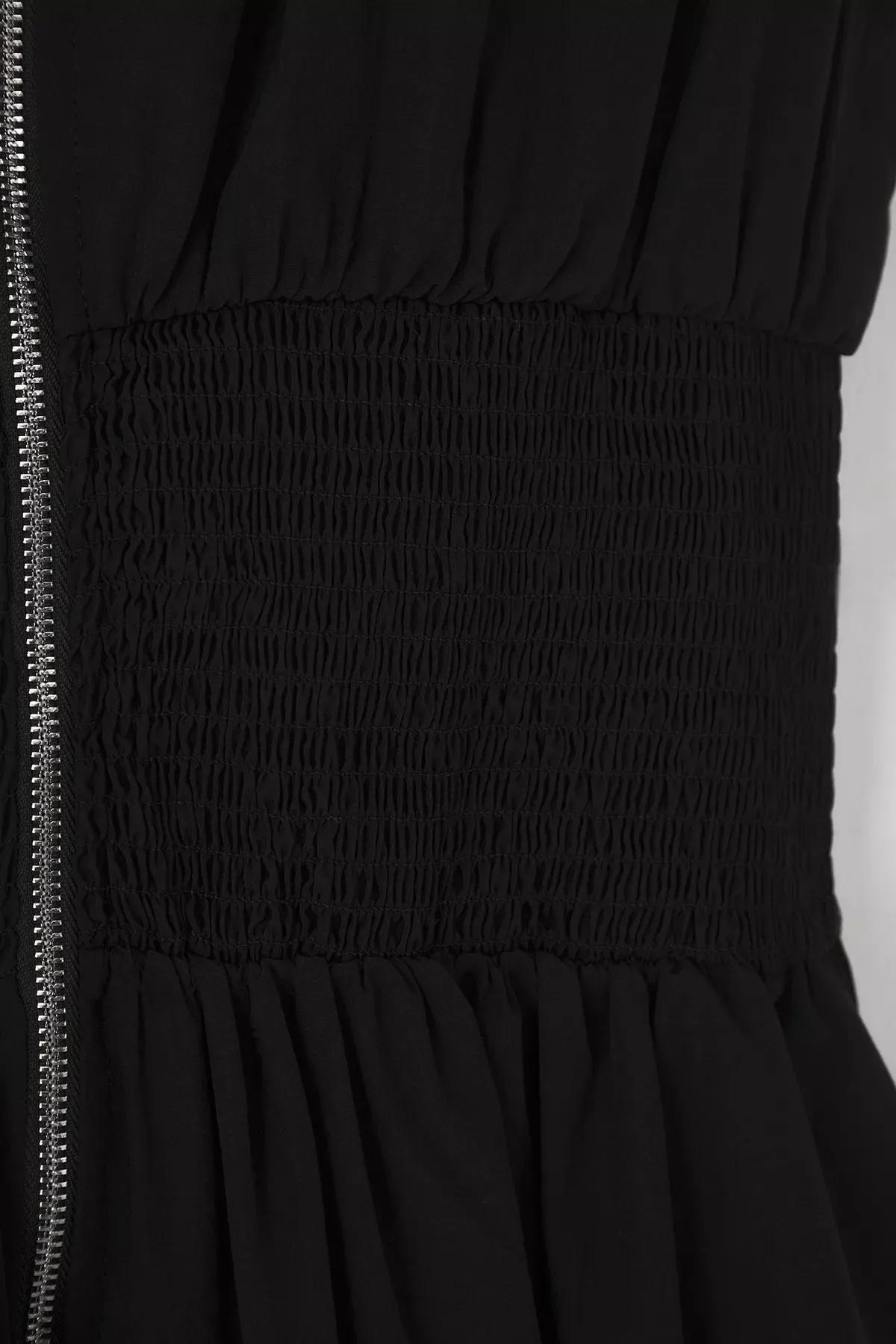 Black Sleeveless Zippered Plus-Size Dress, BLACK, large image number 6