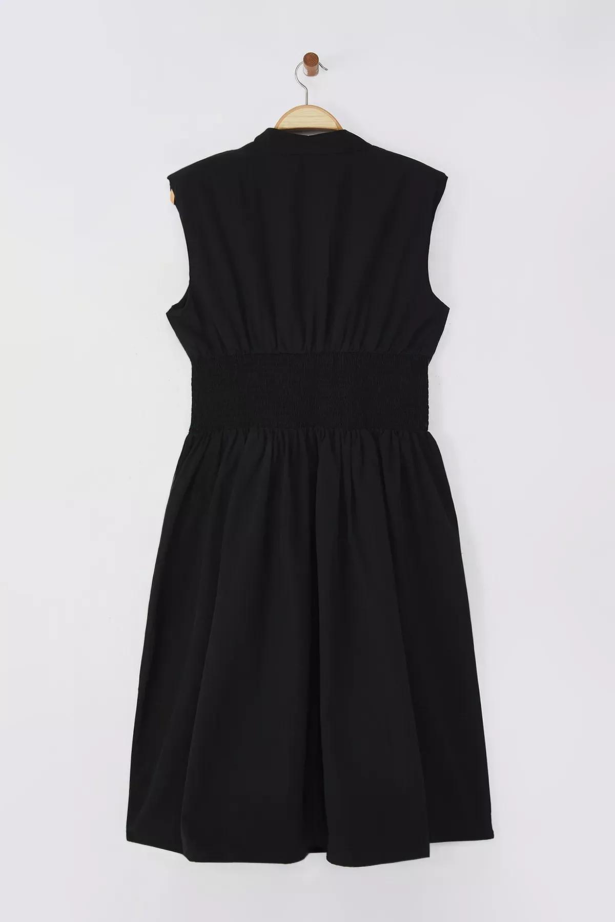 Black Sleeveless Zippered Plus-Size Dress, BLACK, large image number 7