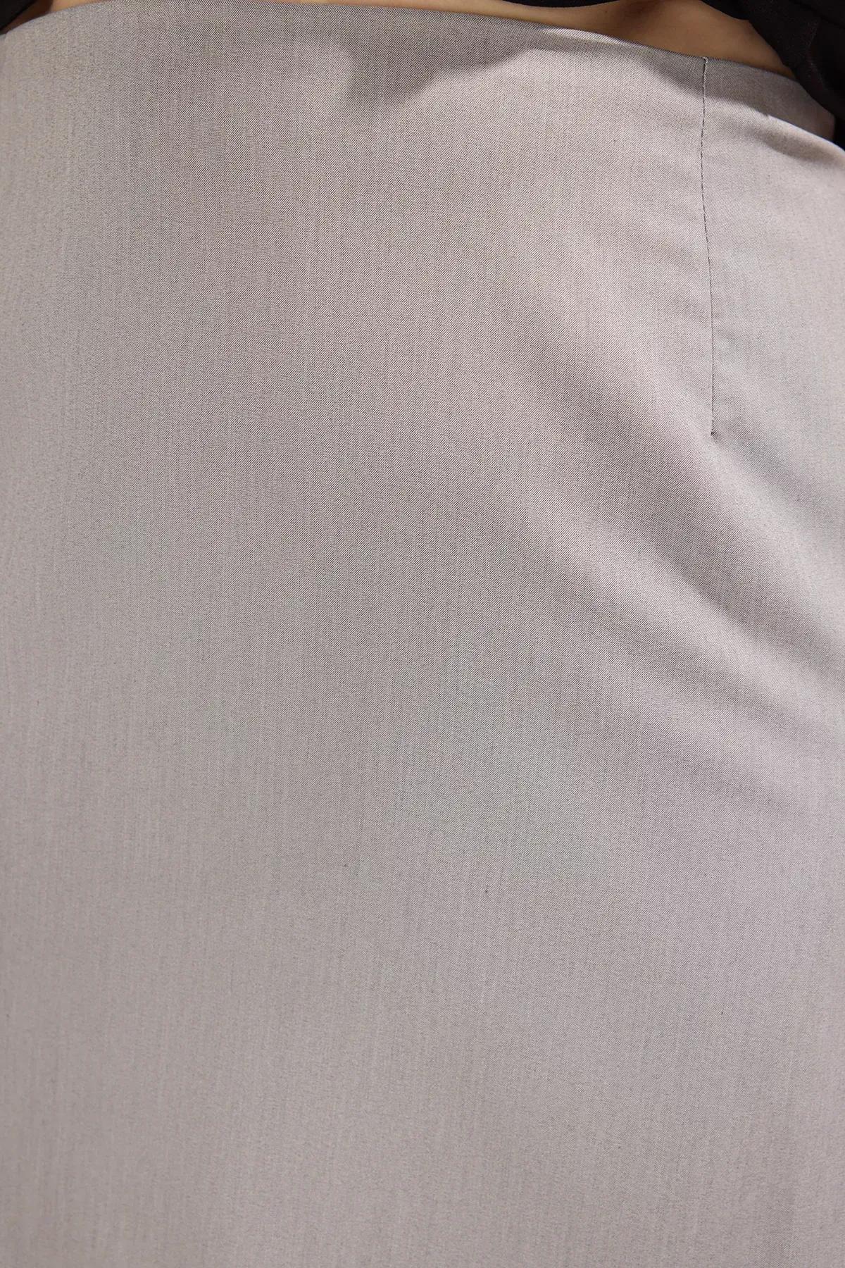 Grey Mini Woven Plus-Size Skirt, Grey, large image number 2