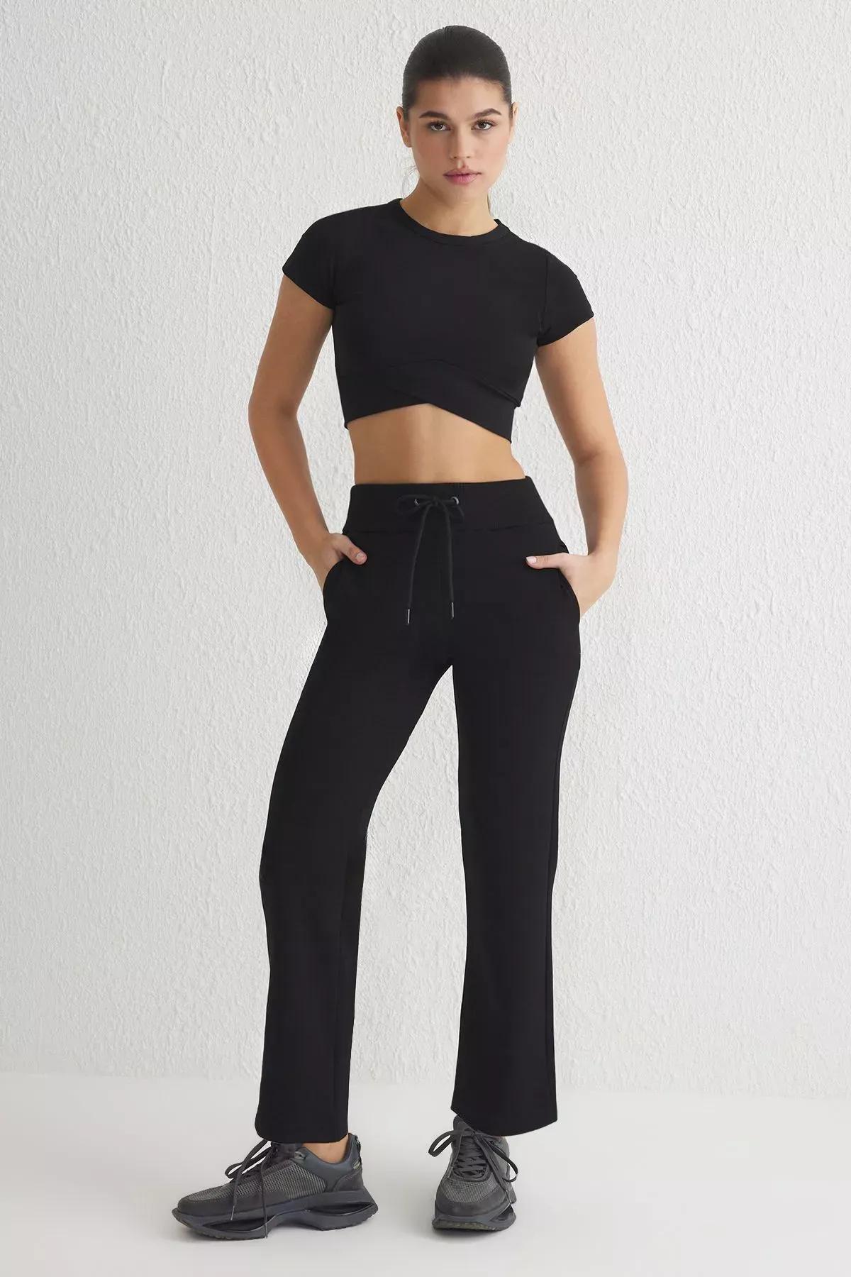 Black Scuba Pocket Tied Sweatpants, , large image number 0