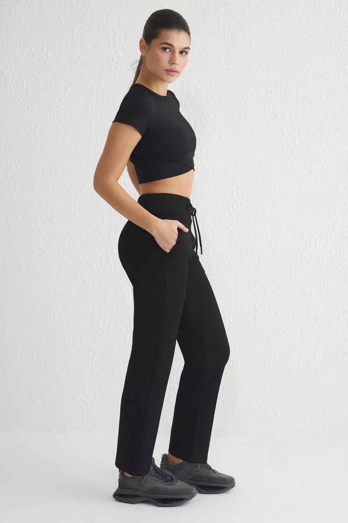 Black Scuba Pocket Tied Sweatpants, , large image number 1