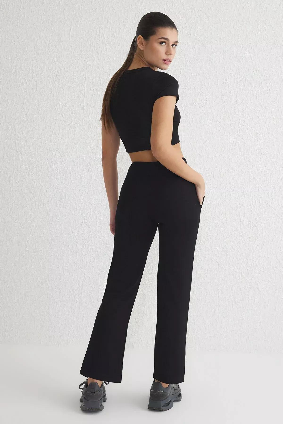 Black Scuba Pocket Tied Sweatpants, , large image number 2