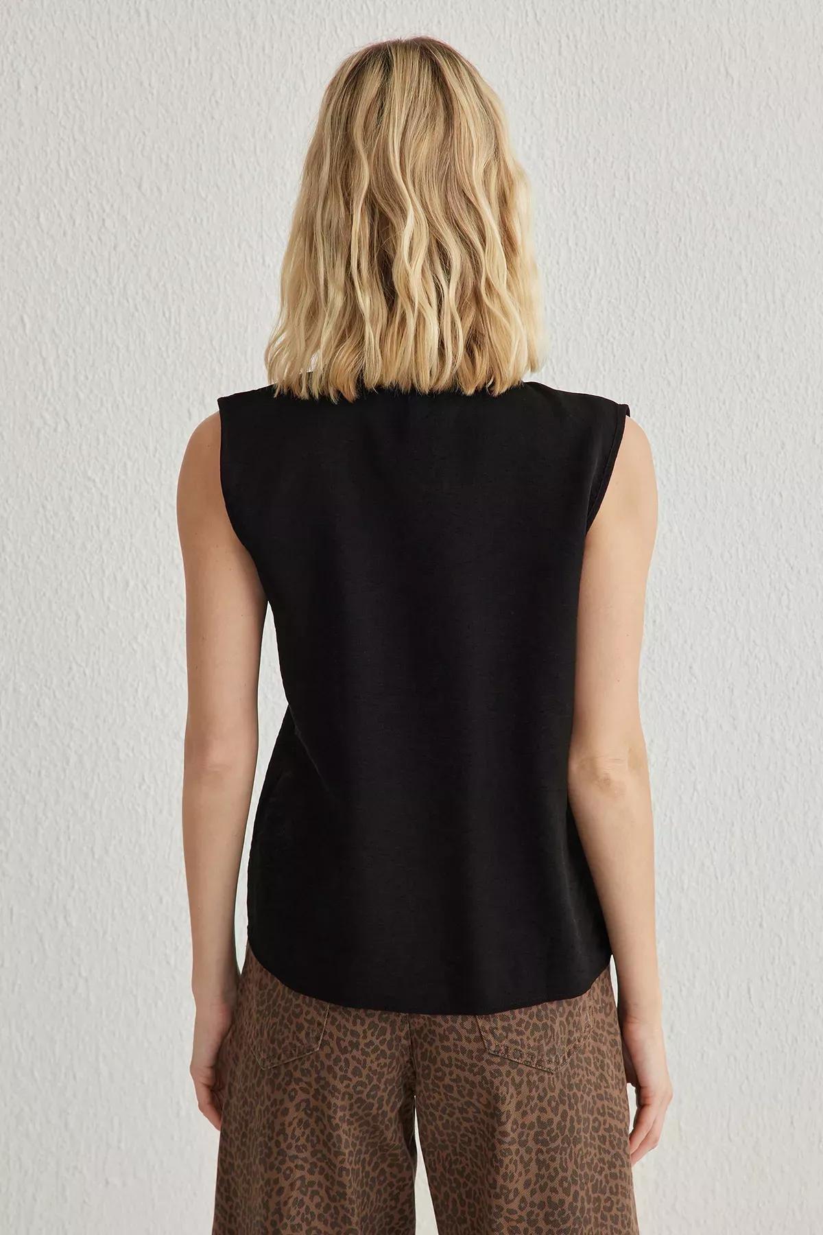 Black Linen Woven Shirt, , large image number 4