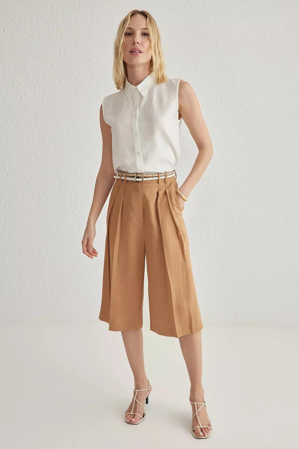White Linen Sleeveless Shirt, , large image number 0