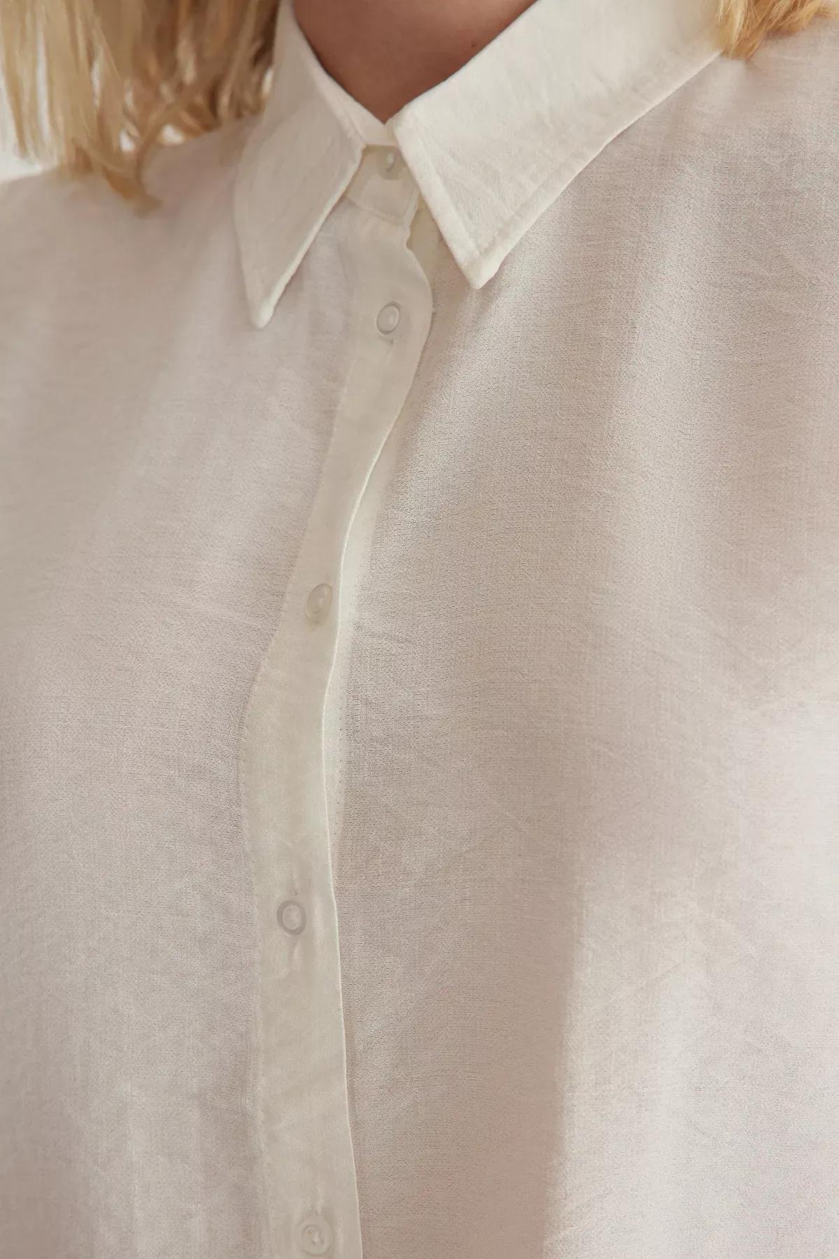 White Linen Sleeveless Shirt, White, large image number 3