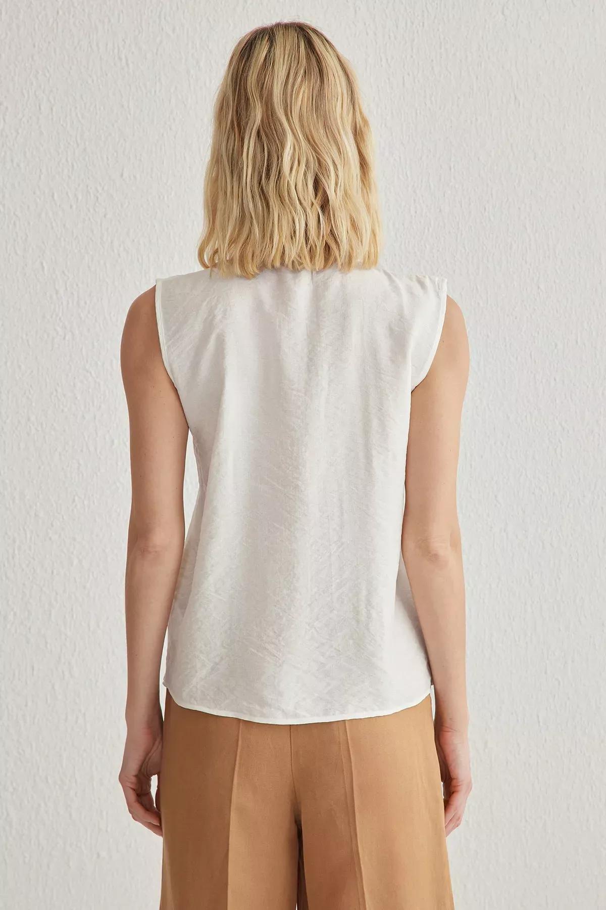 White Linen Sleeveless Shirt, White, large image number 4