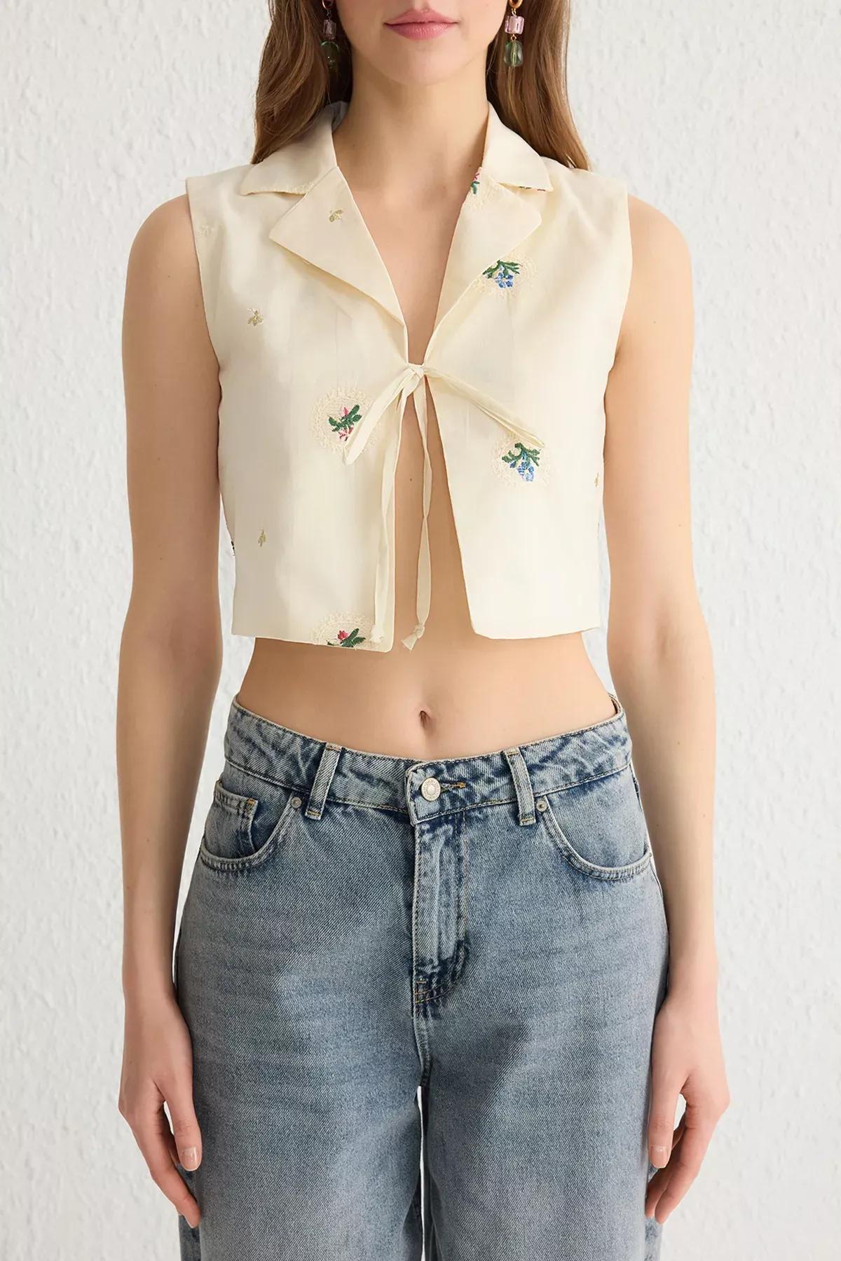 White Embroidered Tie Shirt, , large image number 2