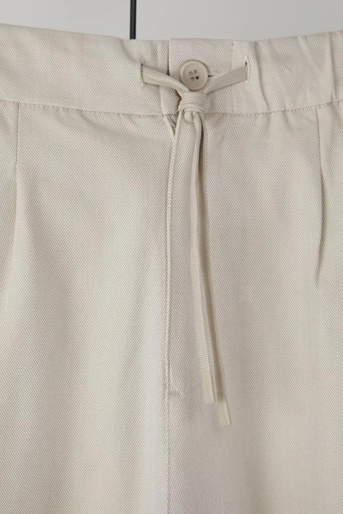 Beige Tapered Skinny Textured Trousers, , large image number 5