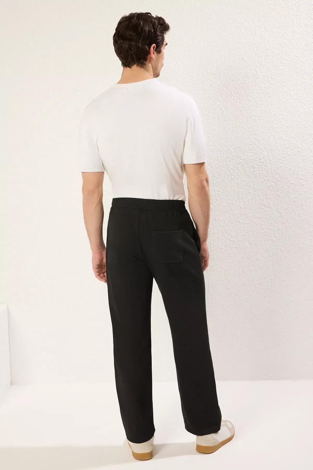 Black Straight Casual Knitted Trousers, , large image number 5