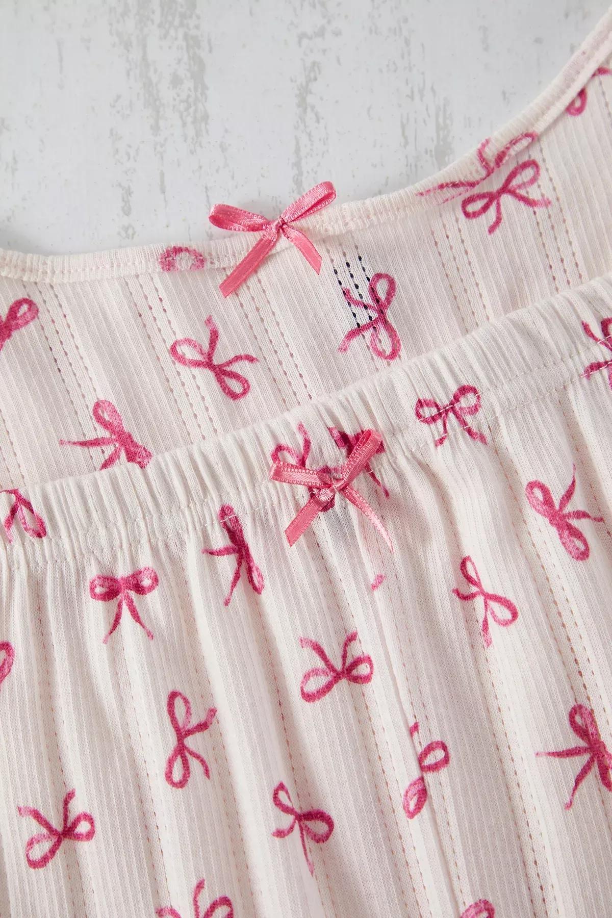 Pink Patterned Openwork Knitted Pyjamas Set, LIGHT PINK, large image number 6