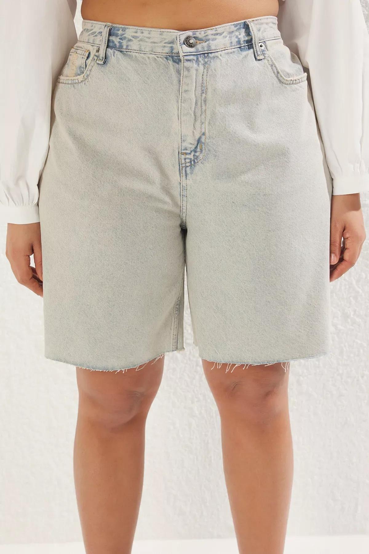 Blue Wide Leg Plus-Size Shorts, , large image number 2